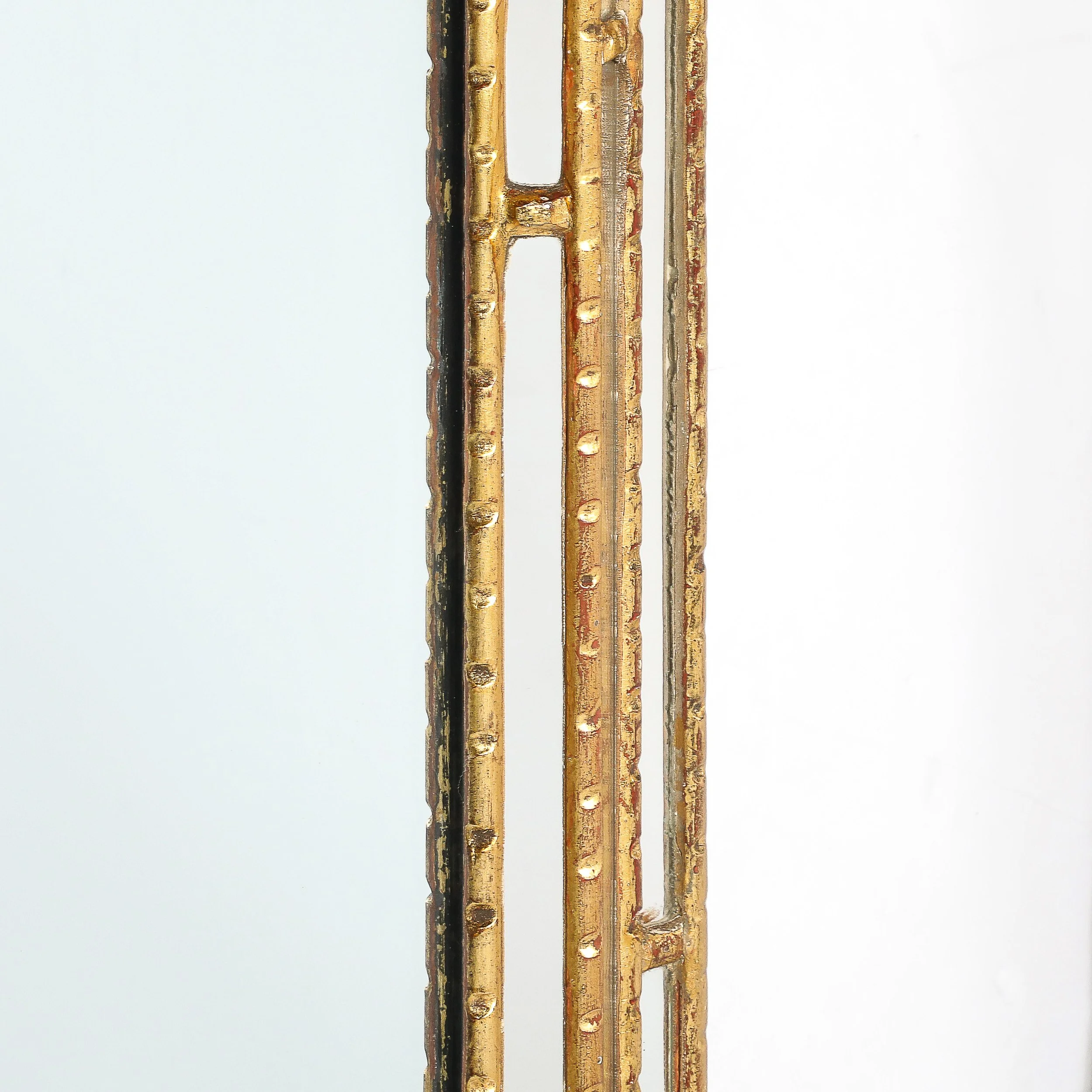Mid-Century Modernist Sectioned Angular Mirror with Ribbed Gilt Wood Border - High Style Deco 2.jpg