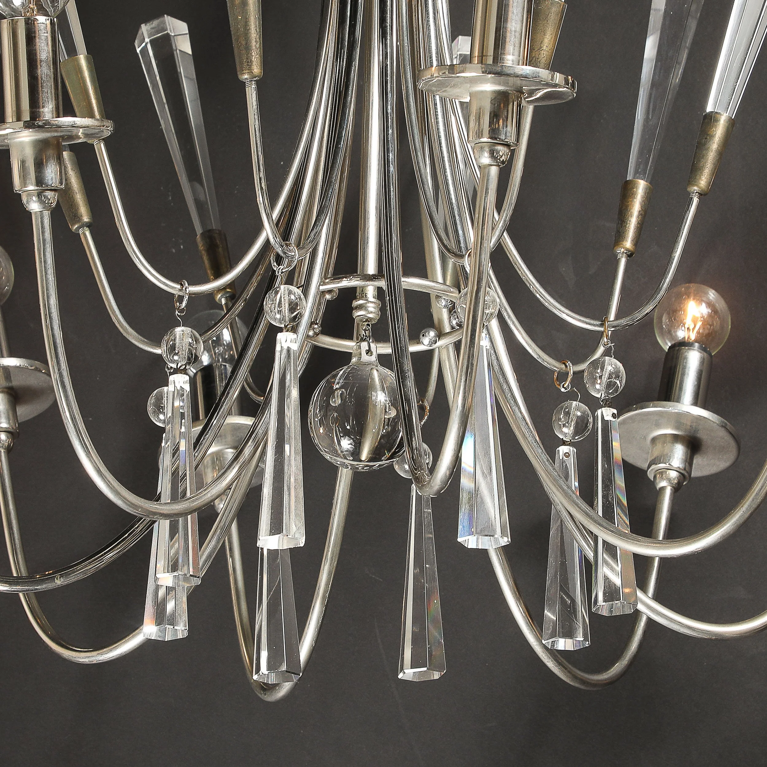 Mid-Century Modernist Eight Arm Chandelier in Cut Crystal & Polished Nickel - High Style Deco 13.jpg