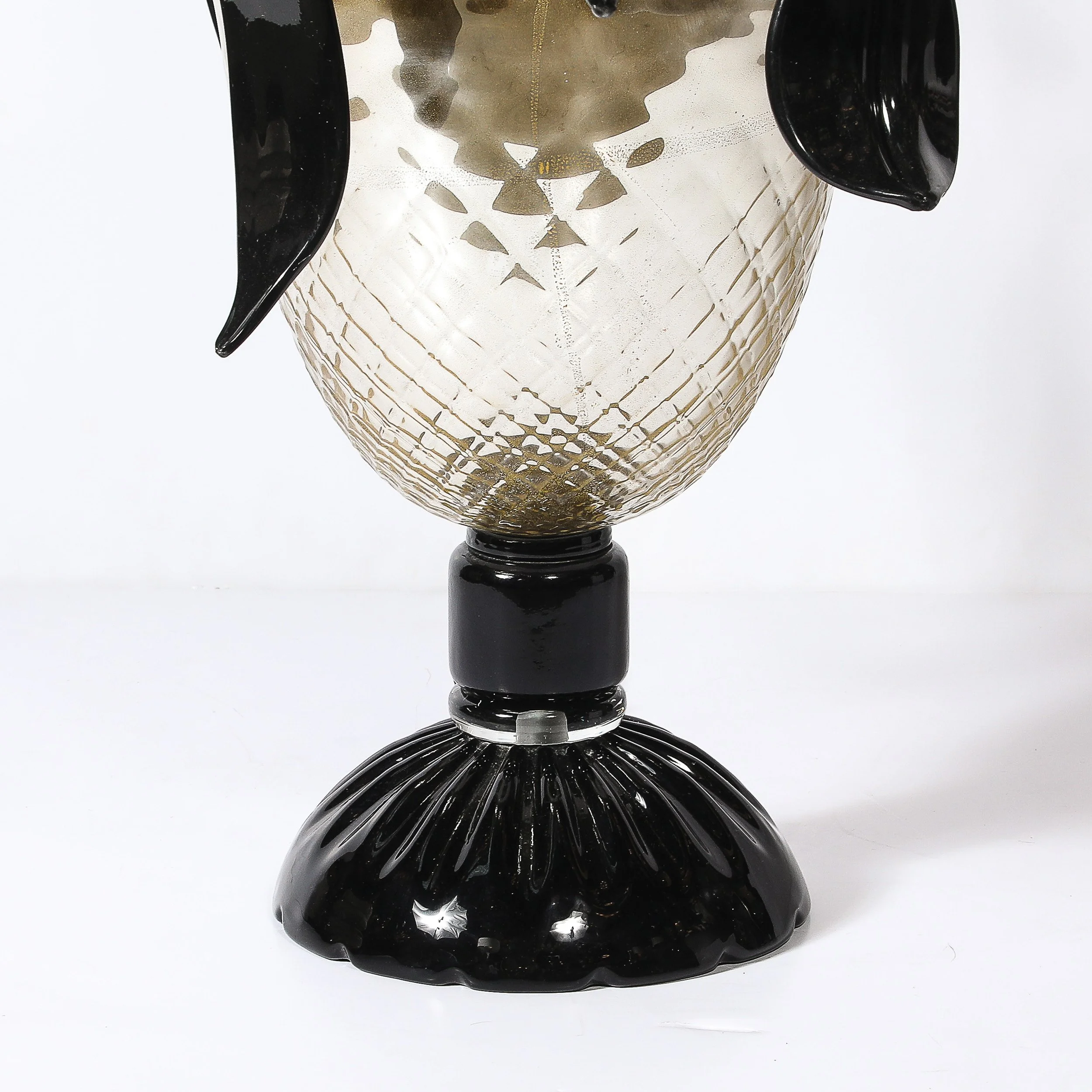 Mid-Century Expansive Leaf Form Handblown Murano Glass & 24kt Gold Fleck Uplight - High Style Deco 11.jpg