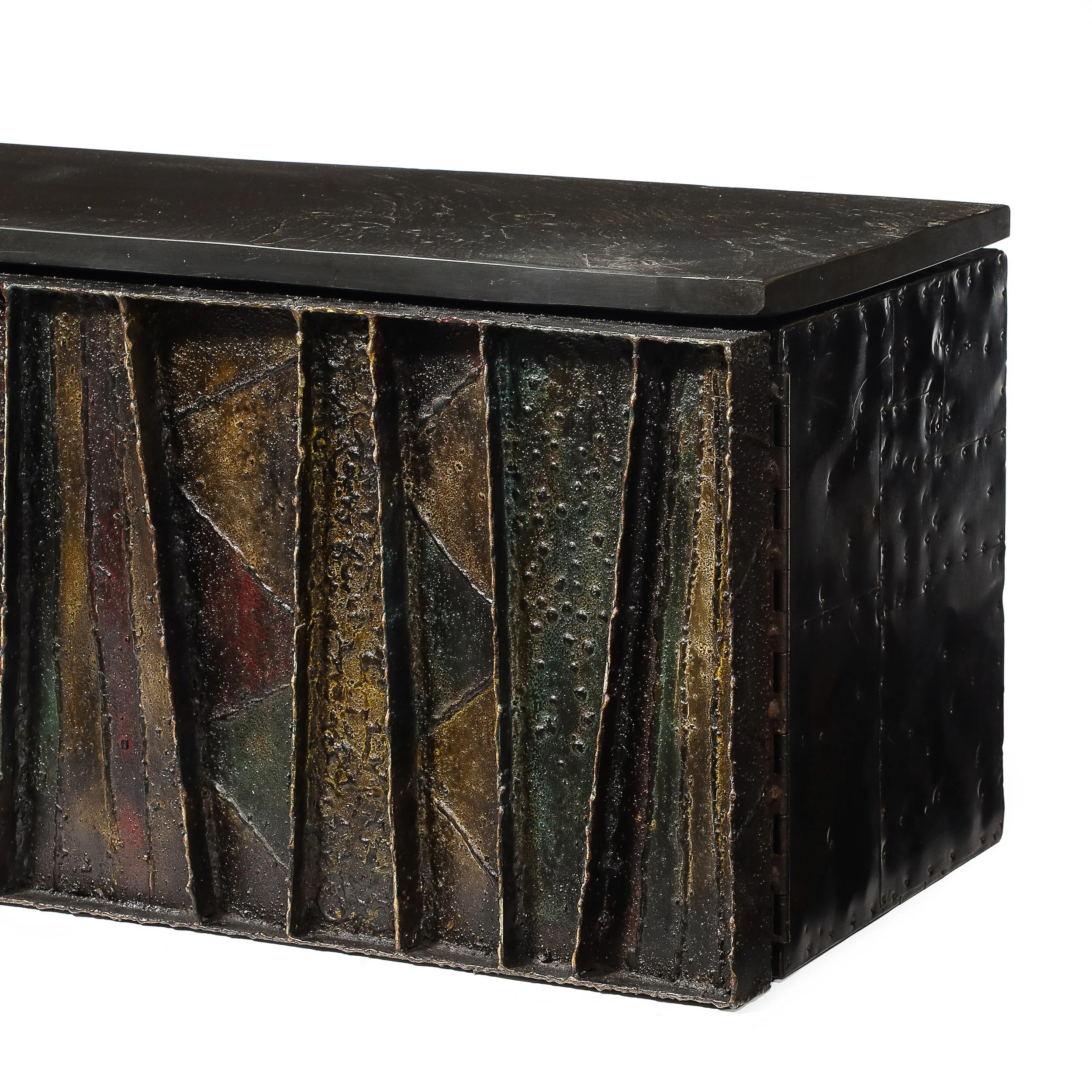 Mid-Century Brutalist Wall Mounted Patchwork Console Table Signed Paul Evans - High Style Deco 11.jpg