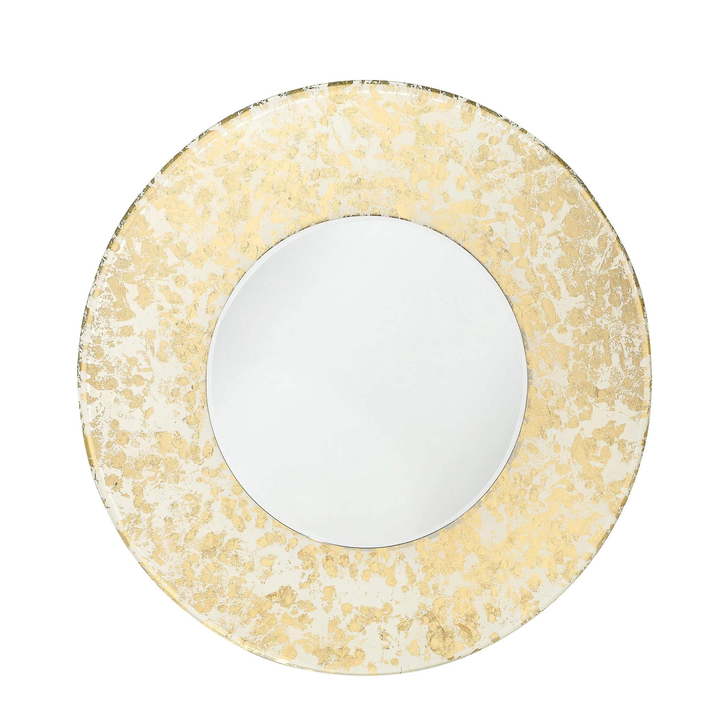 Mid-Century Modernist Round 24 Karat Gold Leaf Illuminated Murano Glass Mirror