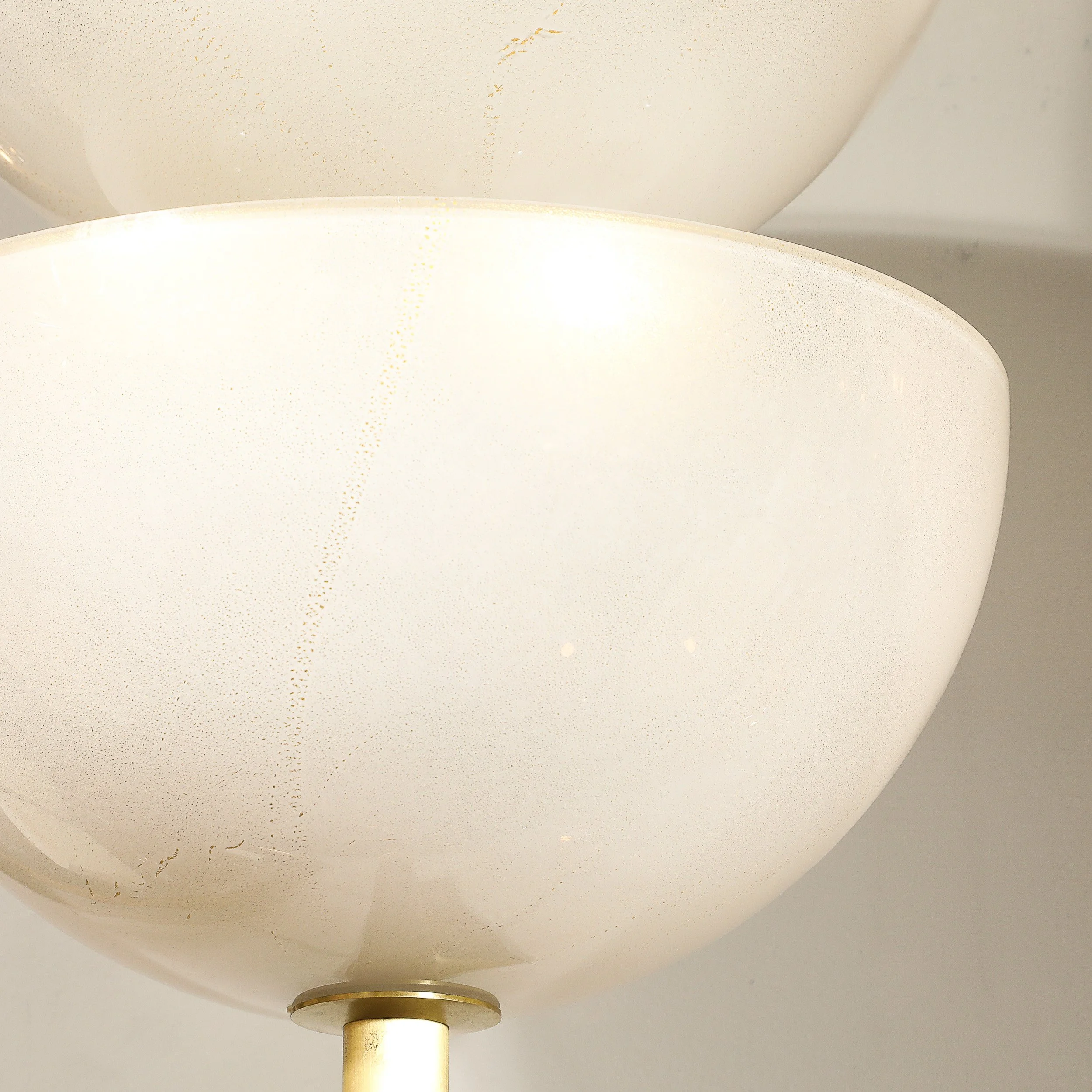 Modernist Hand-Blown Murano Glass Reverse Dome Form Brushed Brass Sconces - High Style Deco 21.jpg