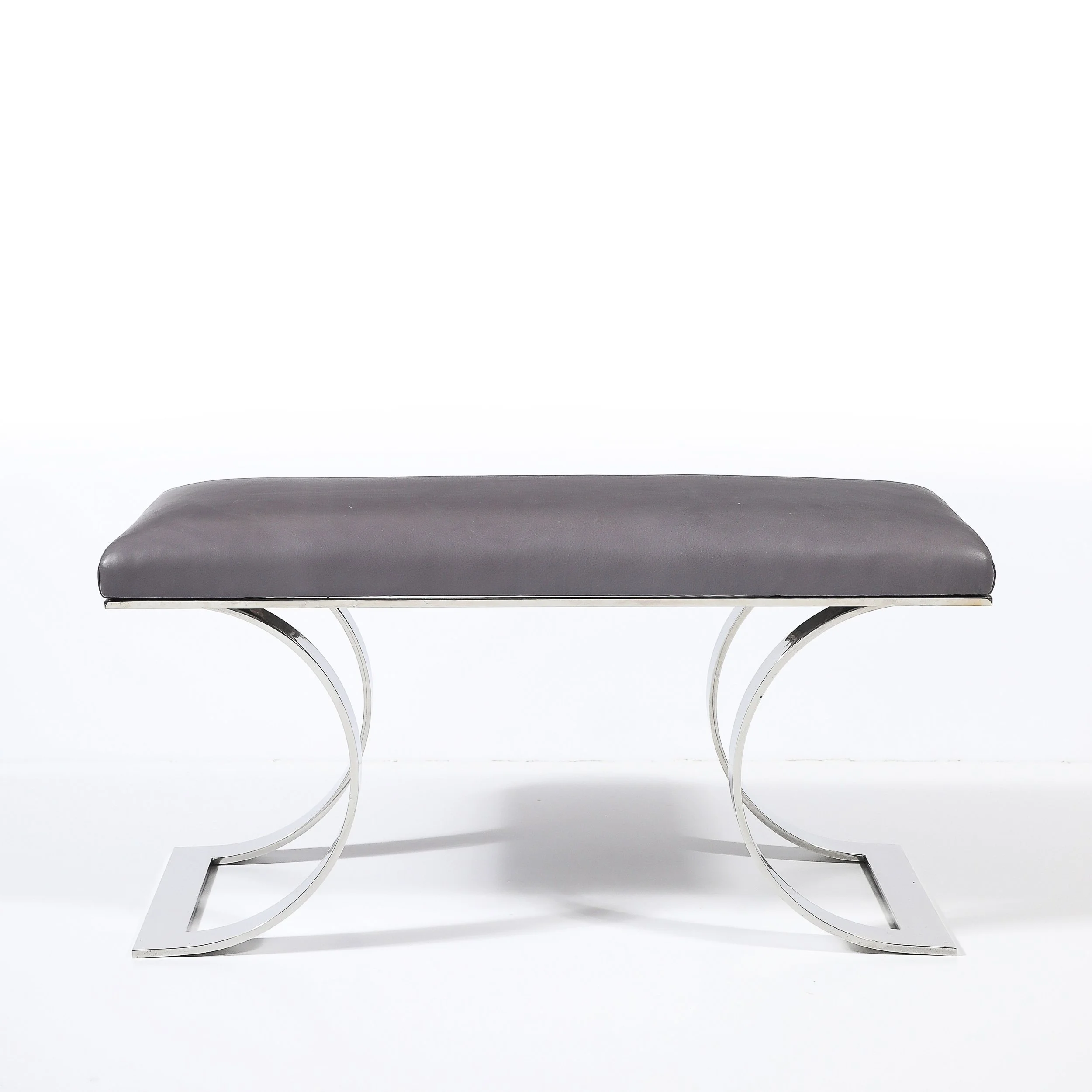 Mid-Century Stainless Steel & Holly Hunt Leather JMF Bench by Karl Springer - High Style Deco 6.jpg
