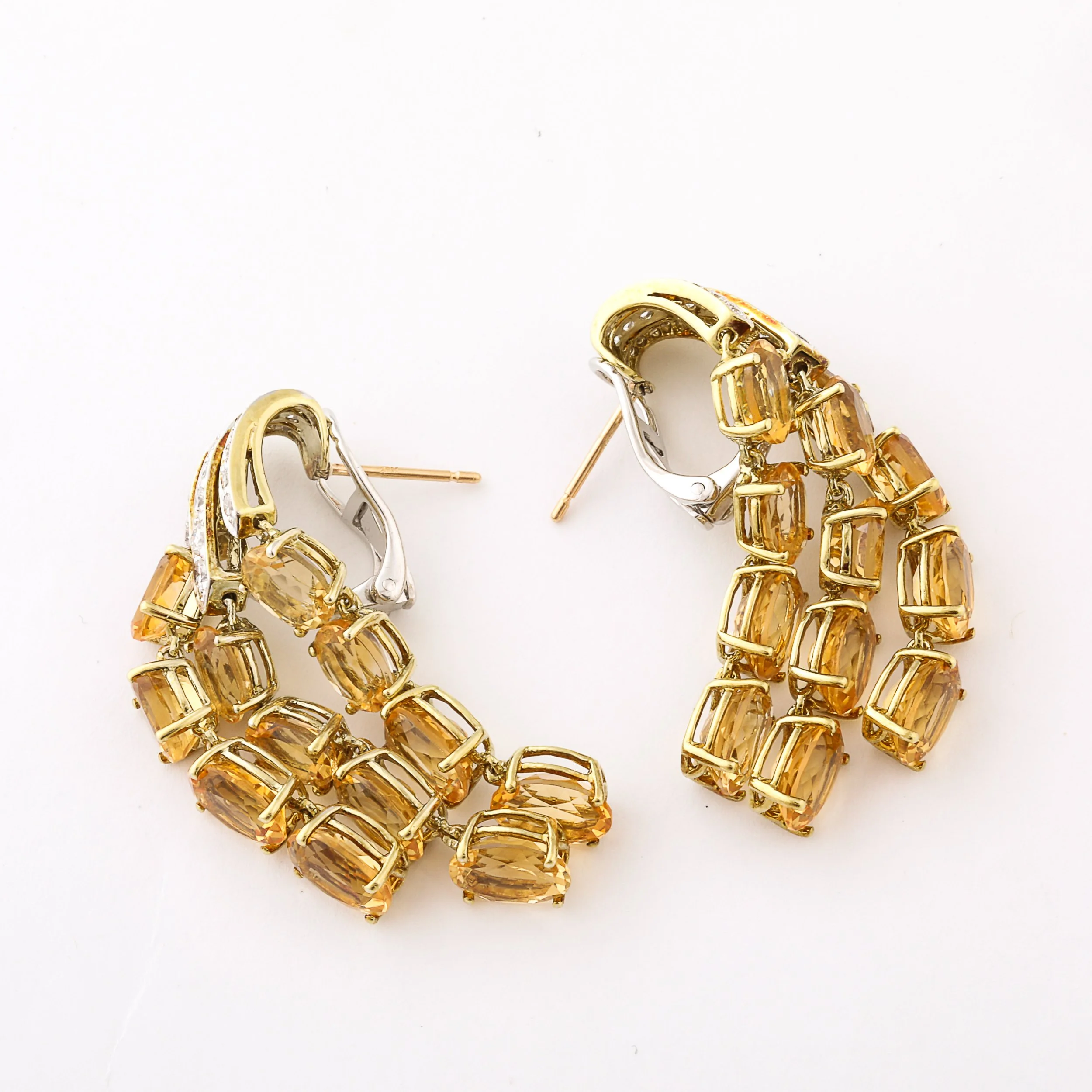 Mid-Century Fountain Citrines & Diamond Earrings in White & Yellow 18K Gold - High Style Deco 2.jpg