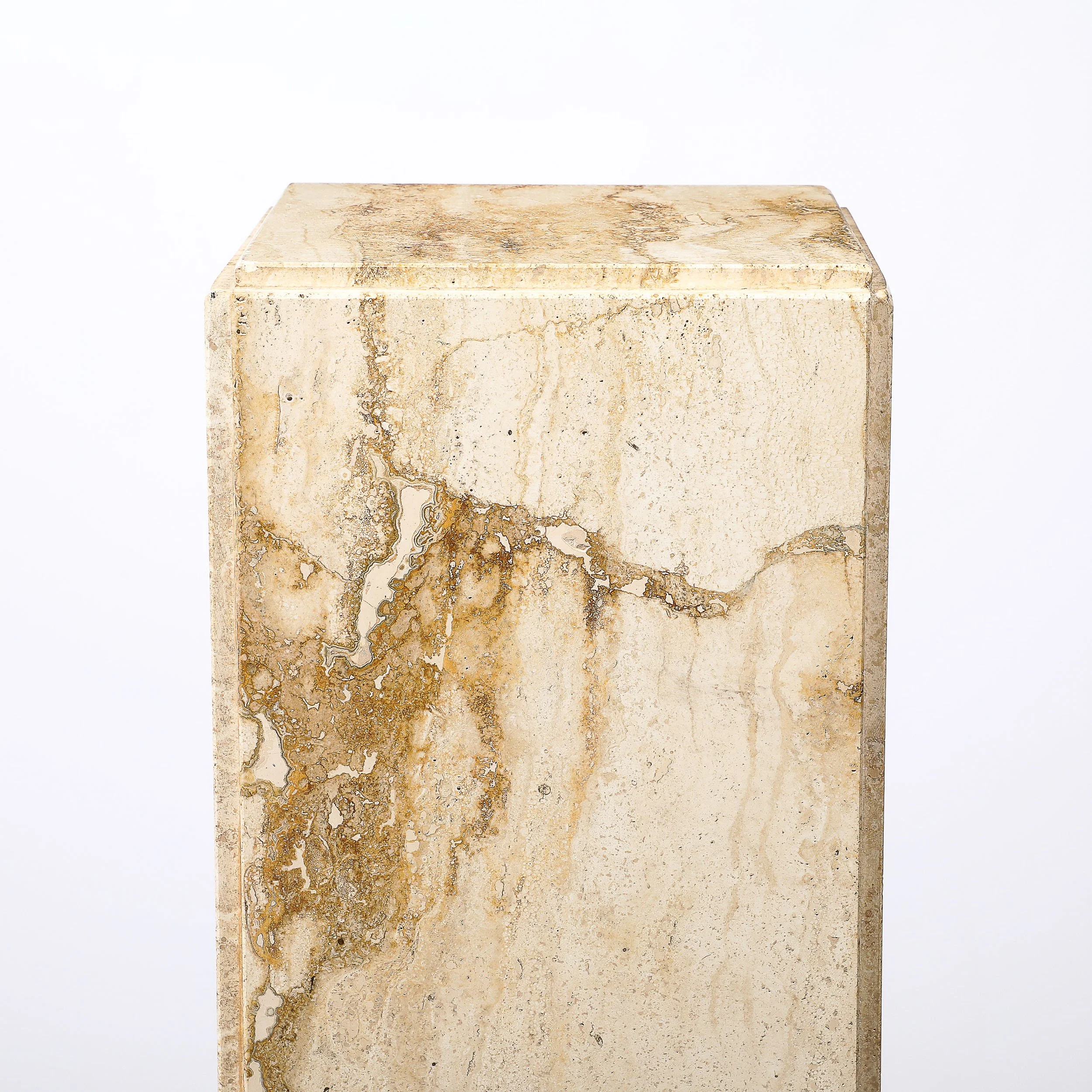 Mid-Century Modernist Rectilinear Travertine Pedestal with Stepped Detailing - High Style Deco 20.jpg