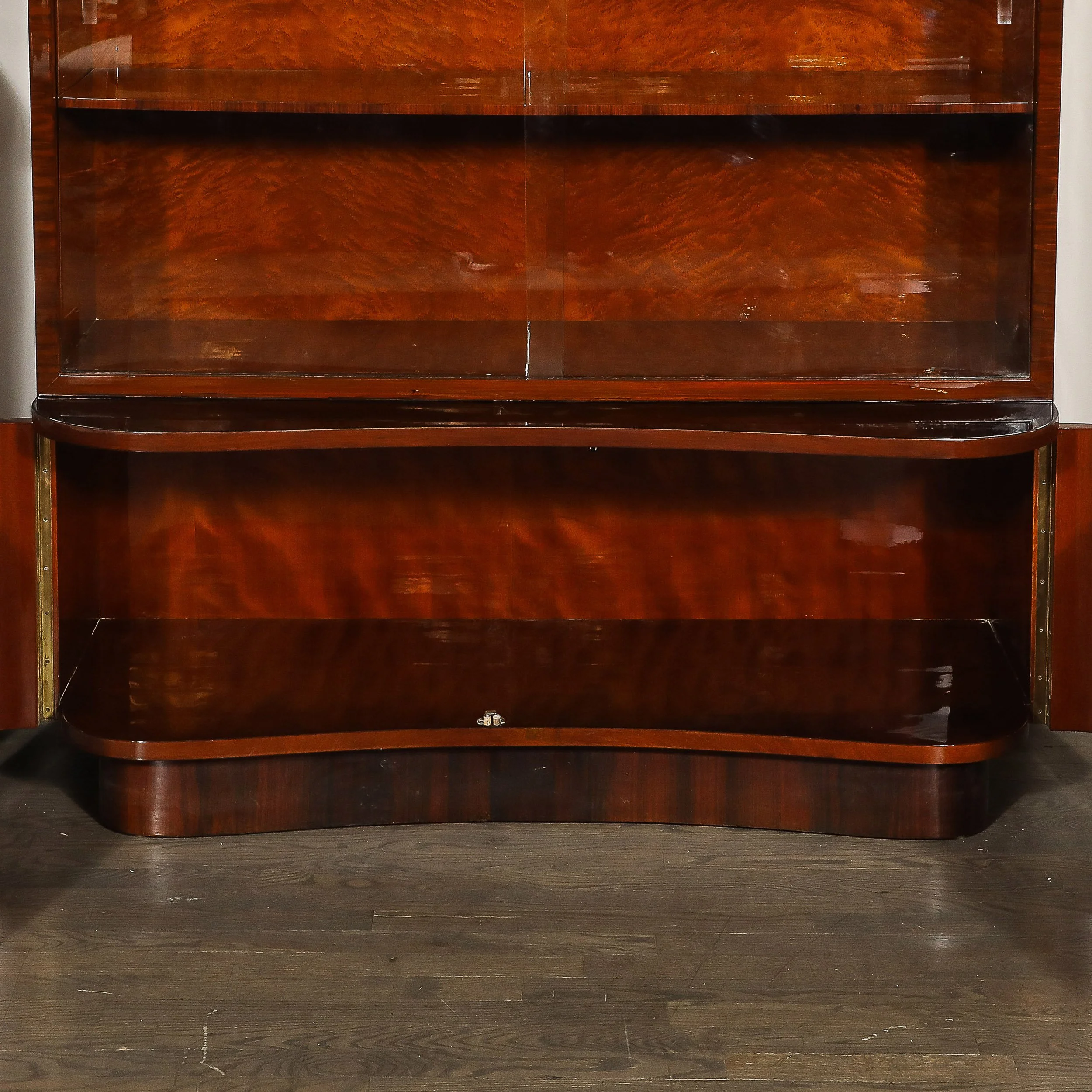 Art Deco Bar Cabinet in Bookmatched Walnut & Burled Elm w: Black Lacquer Accents - High Style Deco 2.jpg