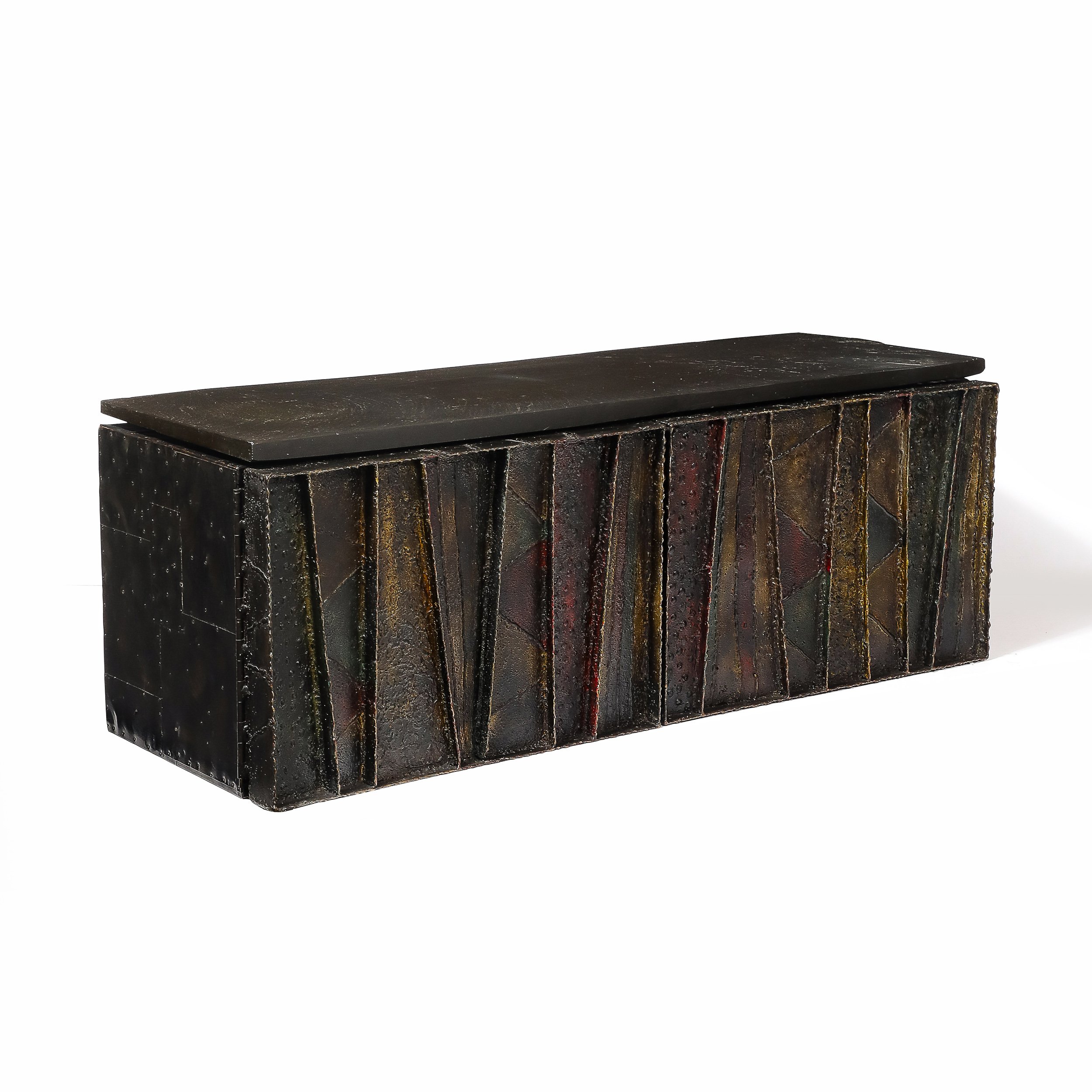 Mid-Century Brutalist Wall Mounted Patchwork Console Table Signed Paul Evans - High Style Deco 12.jpg