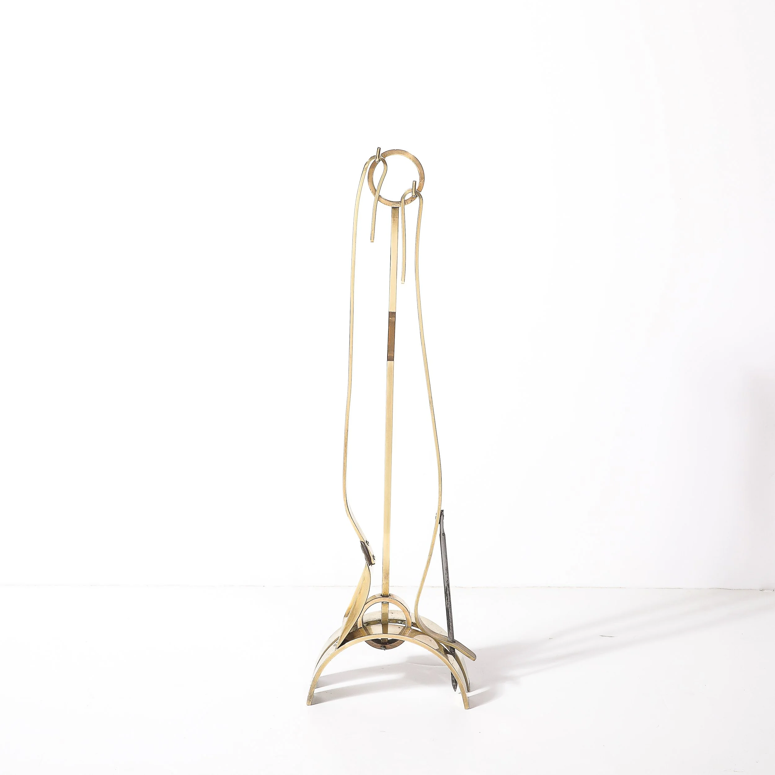 Mid-Century Modernist Sculptural Polished Brass Fire Tool Set by Donald Deskey 1.jpg