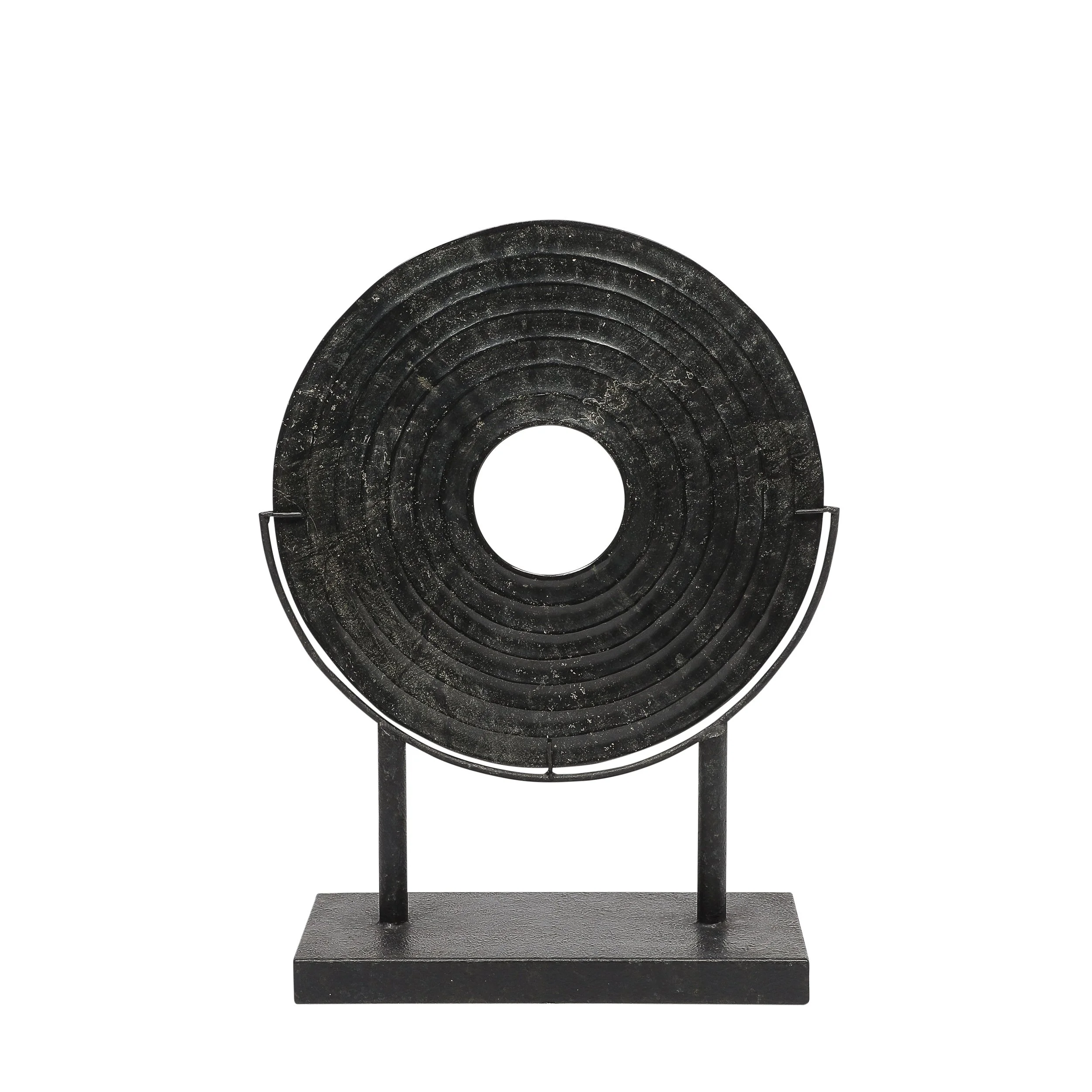 Mid-Century Modernist Bi-Disc Sculpture in Black Sandstone by Holly Hunt - High Style Deco.jpg
