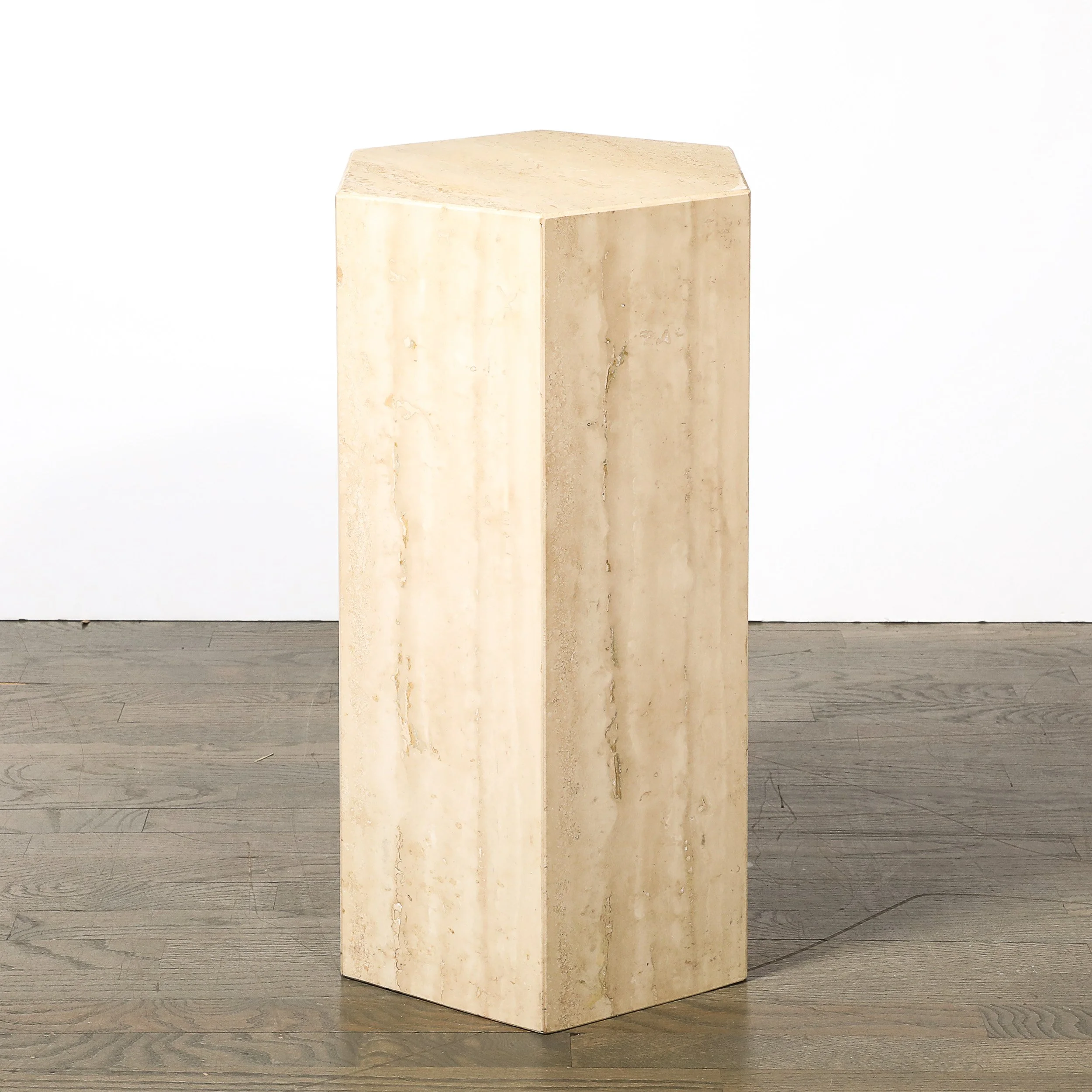 Pair of Mid-Century Modernist Hexagonal Travertine Pedestals - High Style Deco 20.jpg