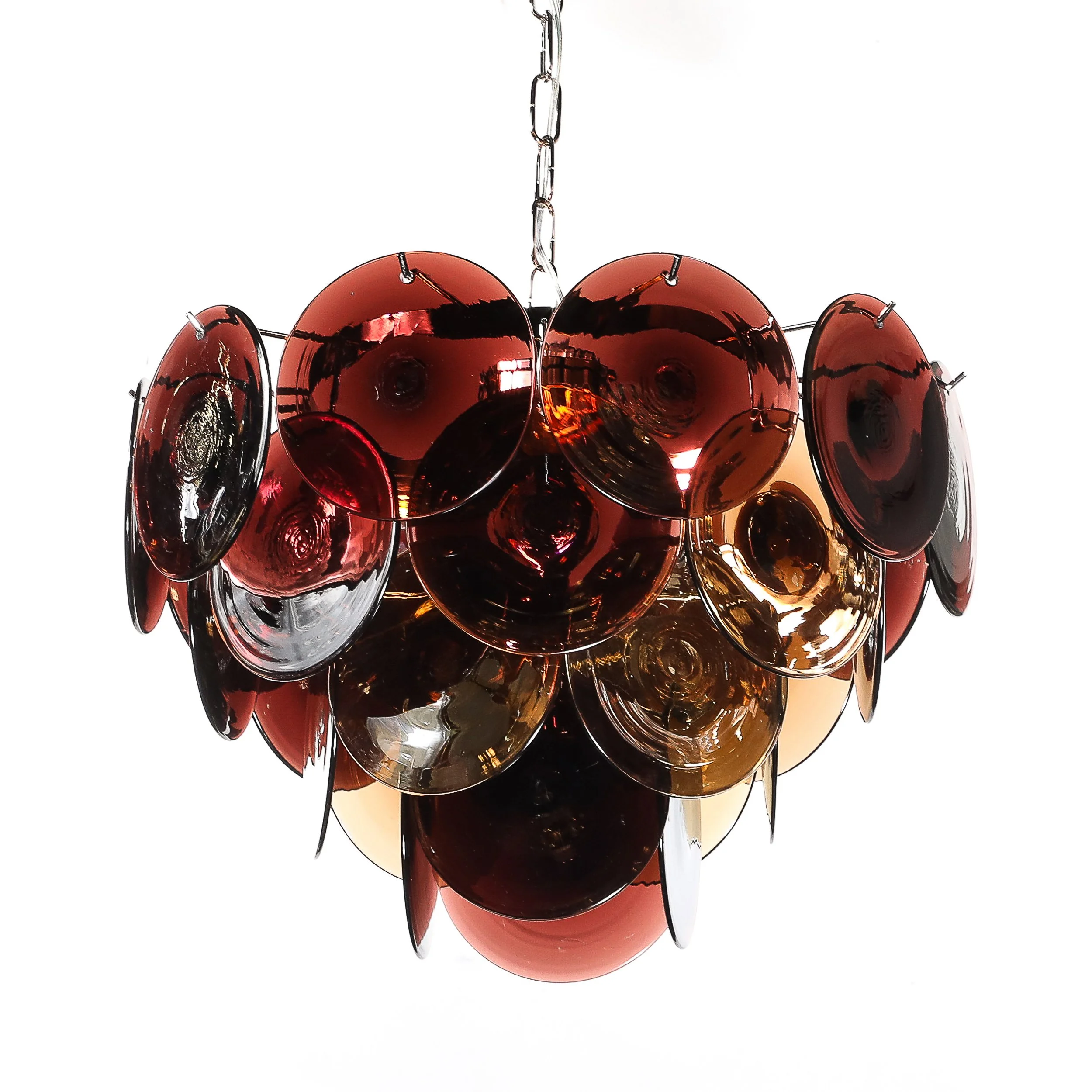 Pair of Mid-Century Hand-Blown Murano Glass Disc Chandeliers in Smoked Amber - High Style Deco 6.jpg