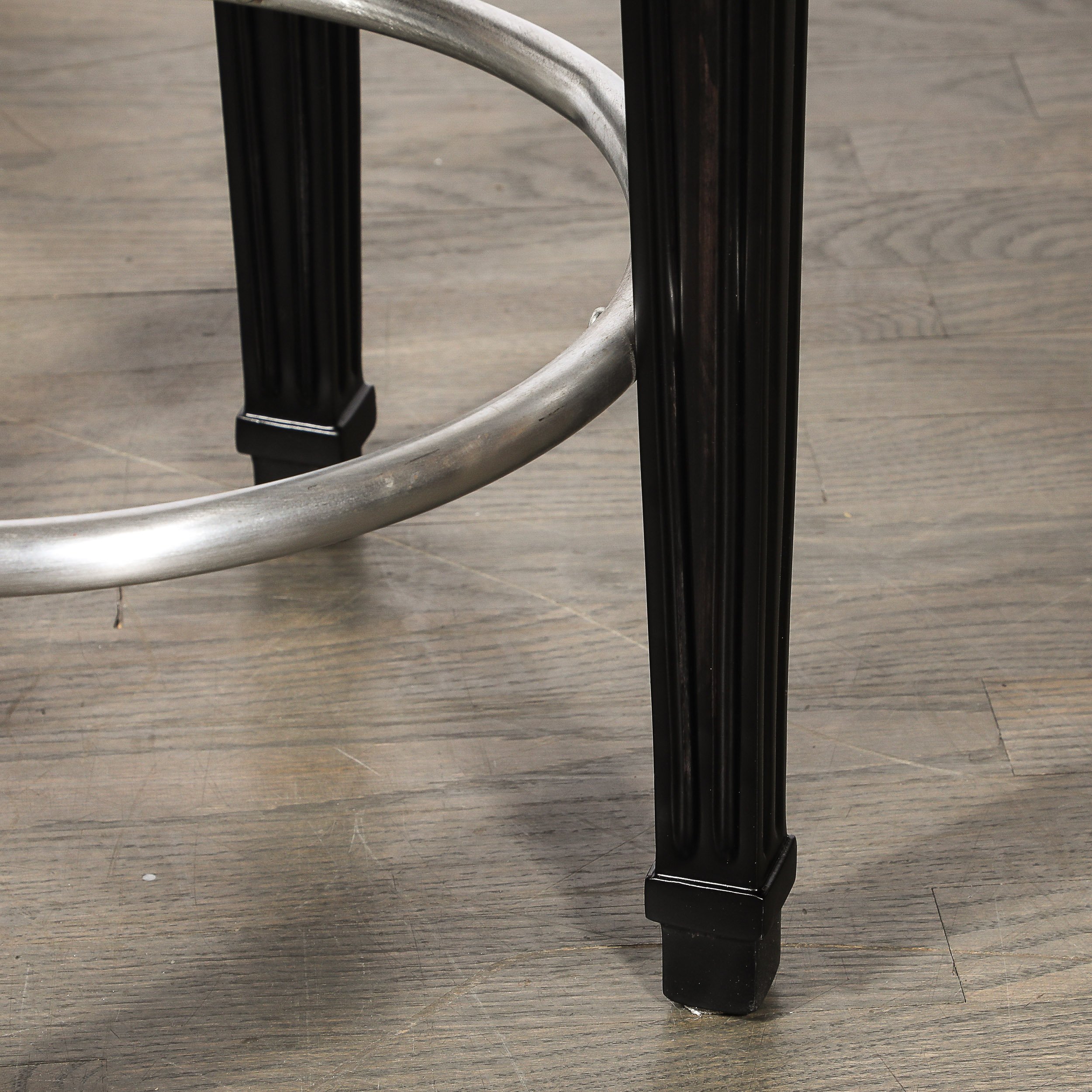 Art Deco Style Scalloped & Fluted Detailed Ebonized Walnut Swiveling Barstools - High Style Deco 11.jpg