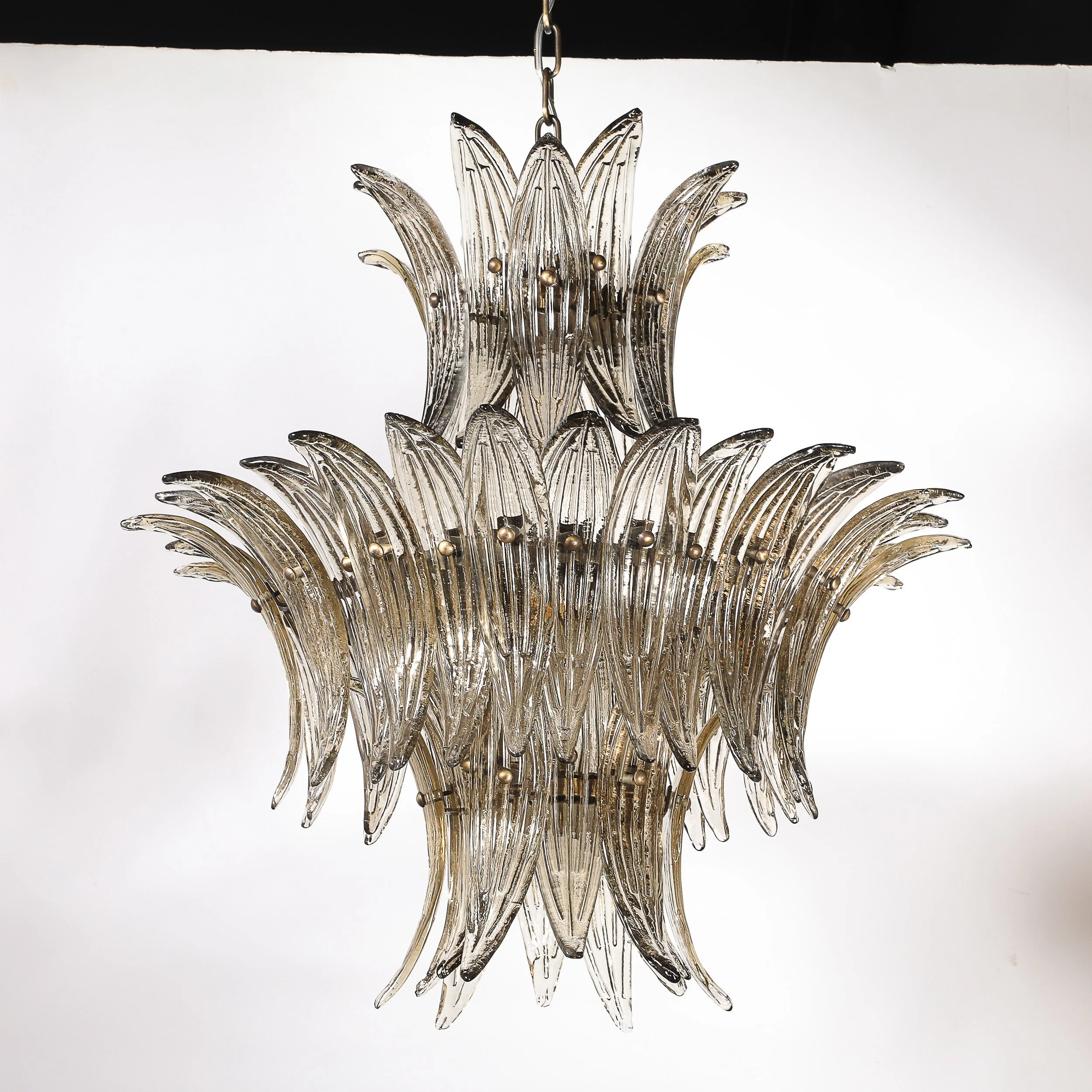 Modernist 3-Tier %22Palma%22 Hand-Blown Smoked Murano Glass & Bronze Chandelier - High Style Deco 8.jpg
