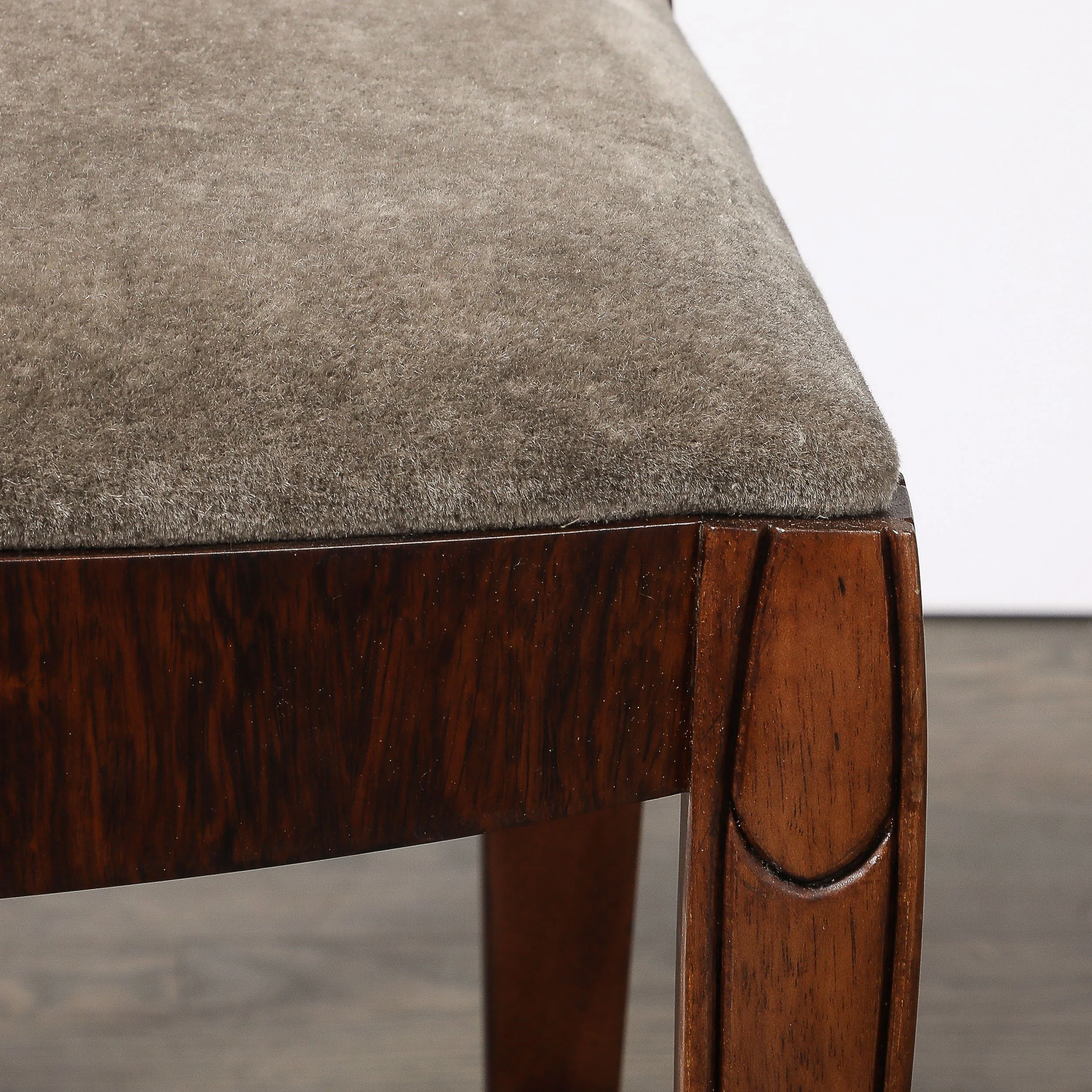 Art Deco Book-Matched Walnut & Mohair Sculptural Vanity Stool by Grosfeld House - High Style Deco 4.jpg