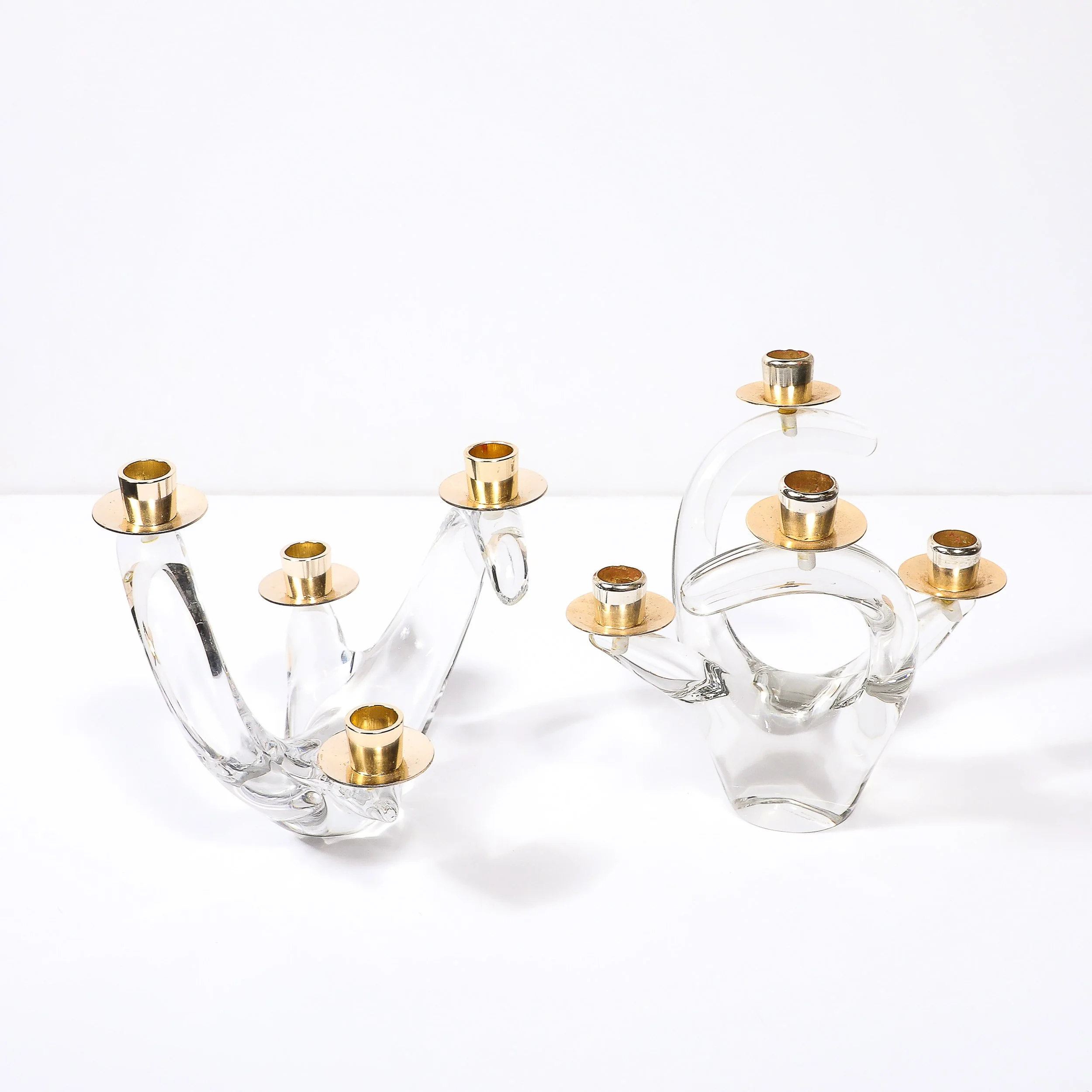 Pair of Mid-Century Amorphic Crystal & Brass 4 Arm Candelabras Signed Schneider 1 - High Style Deco 4.jpg