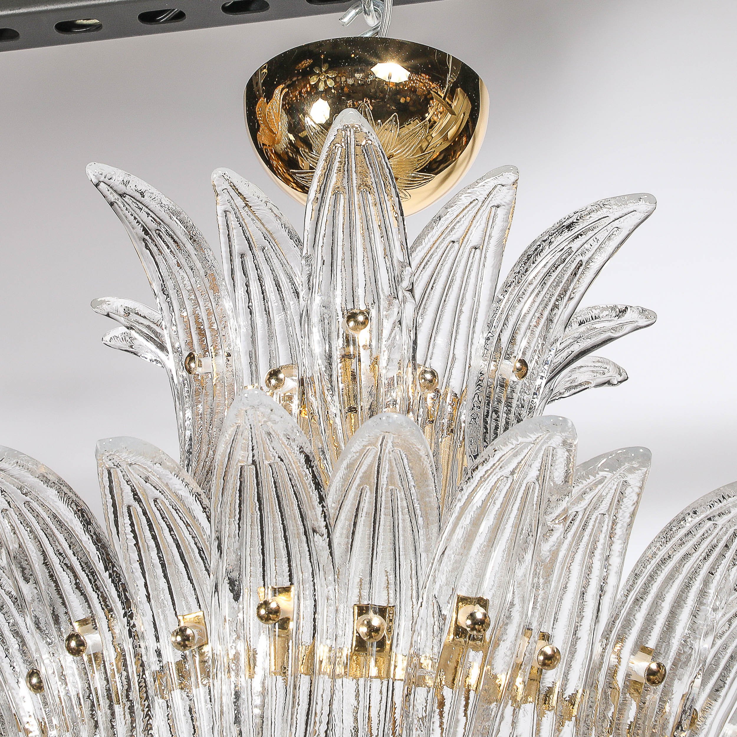 Three-Tier Palma Chandelier in Clear Hand Blown Murano Glass and Brass Fittings - High Style Deco 11.jpg