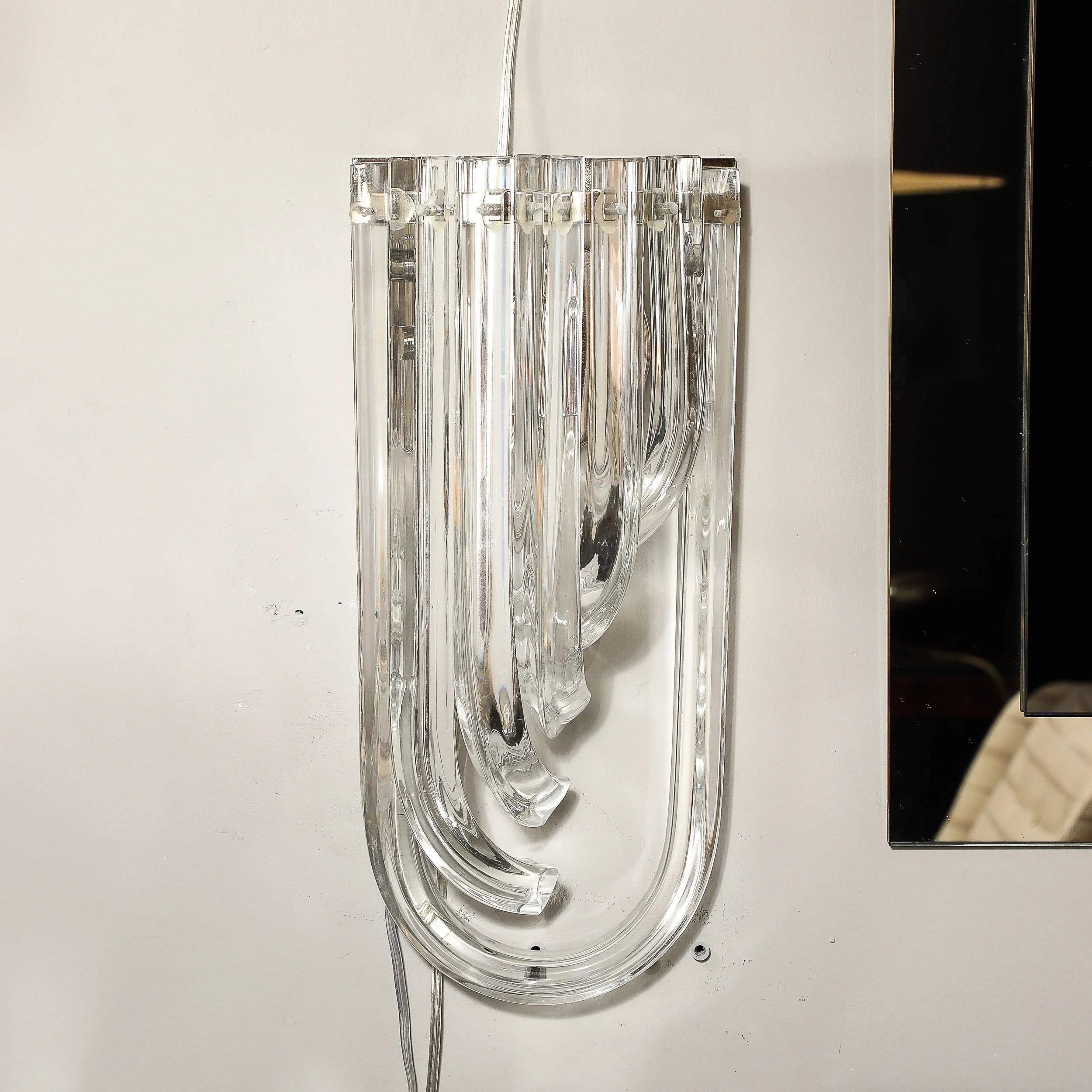Modernist Pair of Hand Blown Translucent Murano Glass Ribbon Sconces - High Style Deco 8.jpg