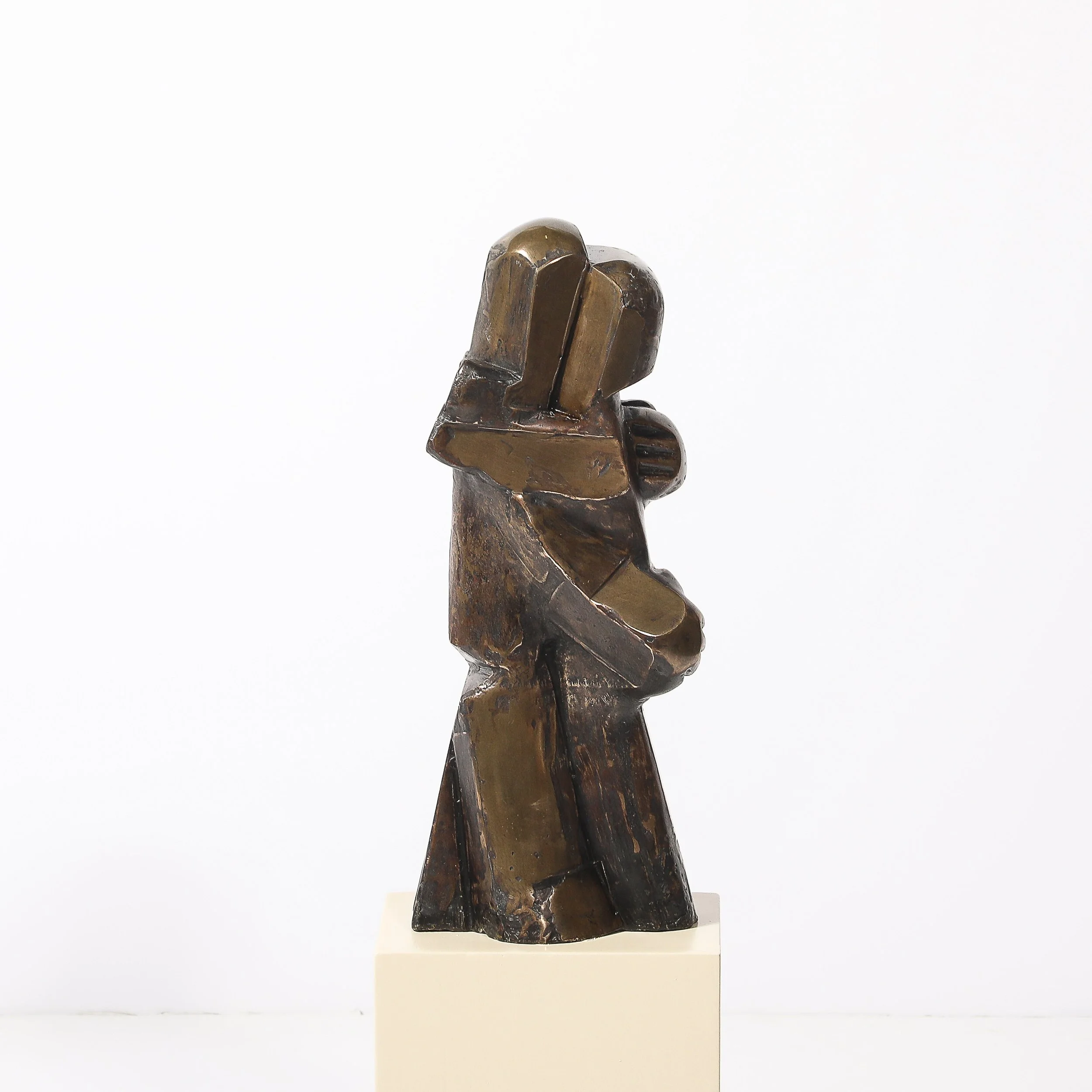Mid-Century Modernist Abstracted Figural Bronze Sculpture of an Embracing Couple - High Style Deco 2.jpg