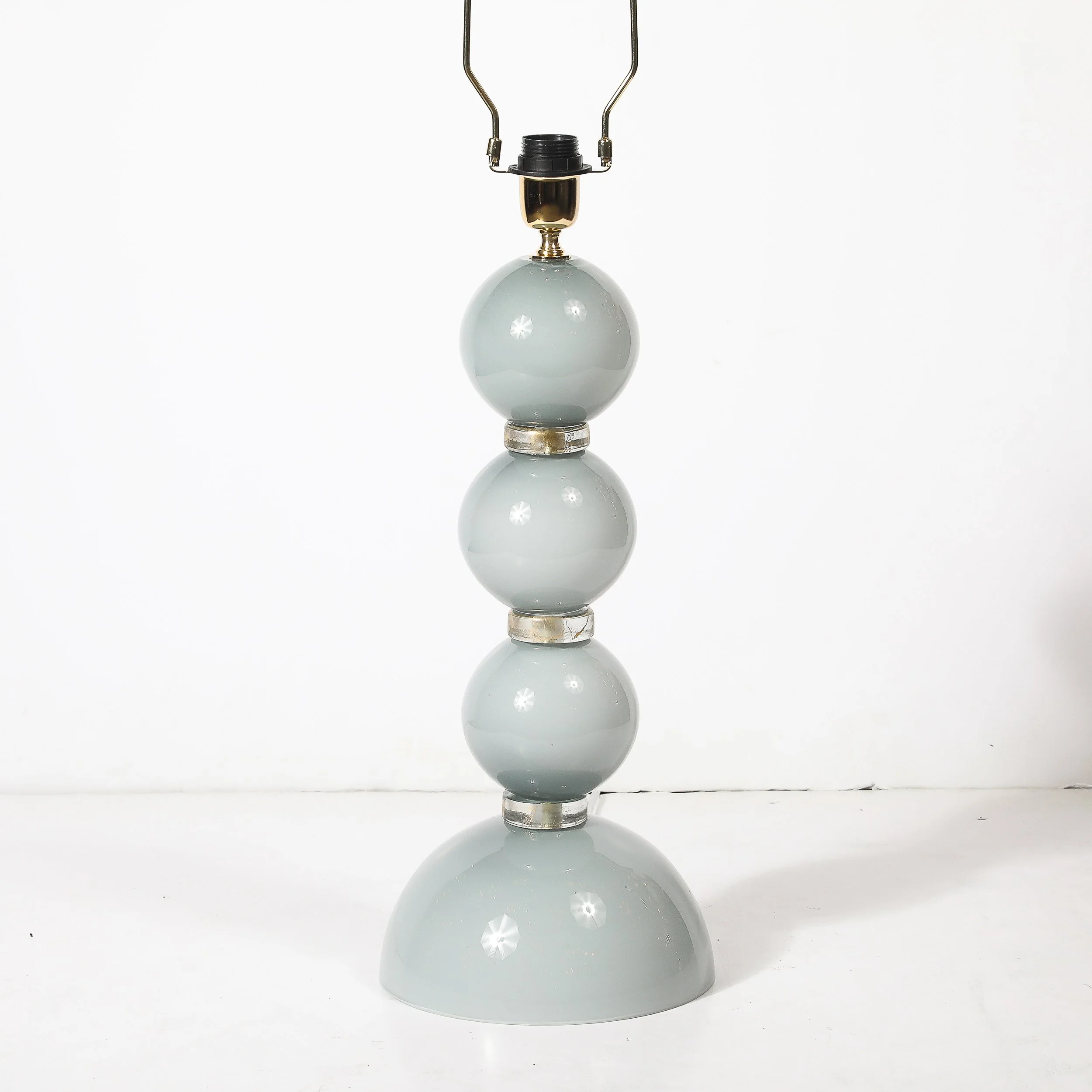 Pair of Modernist Dove Grey Murano Glass Table Lamps with 24-Karat Gold Bands - High Style Deco 4.jpg