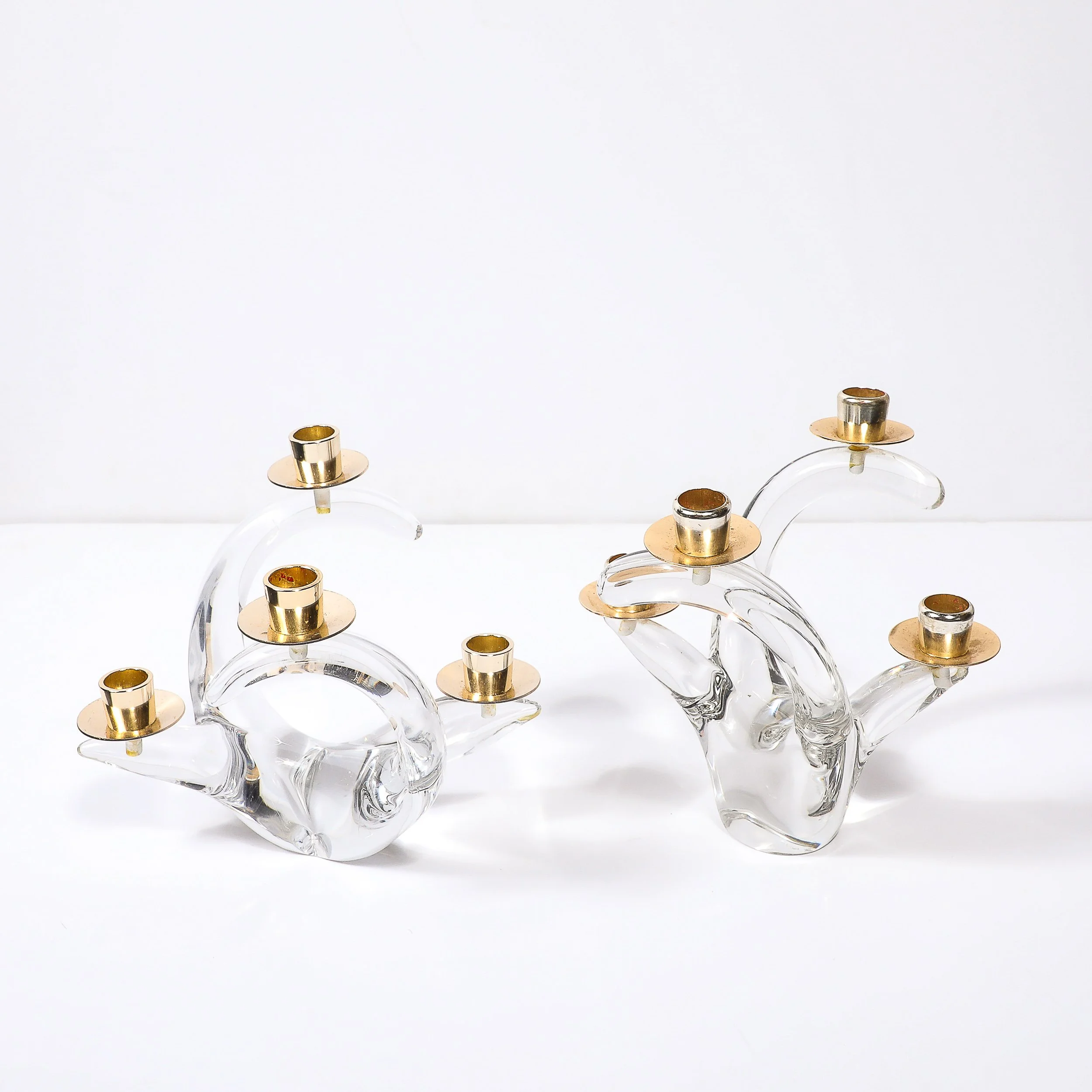 Pair of Mid-Century Amorphic Crystal & Brass 4 Arm Candelabras Signed Schneider 1 - High Style Deco 1.jpg