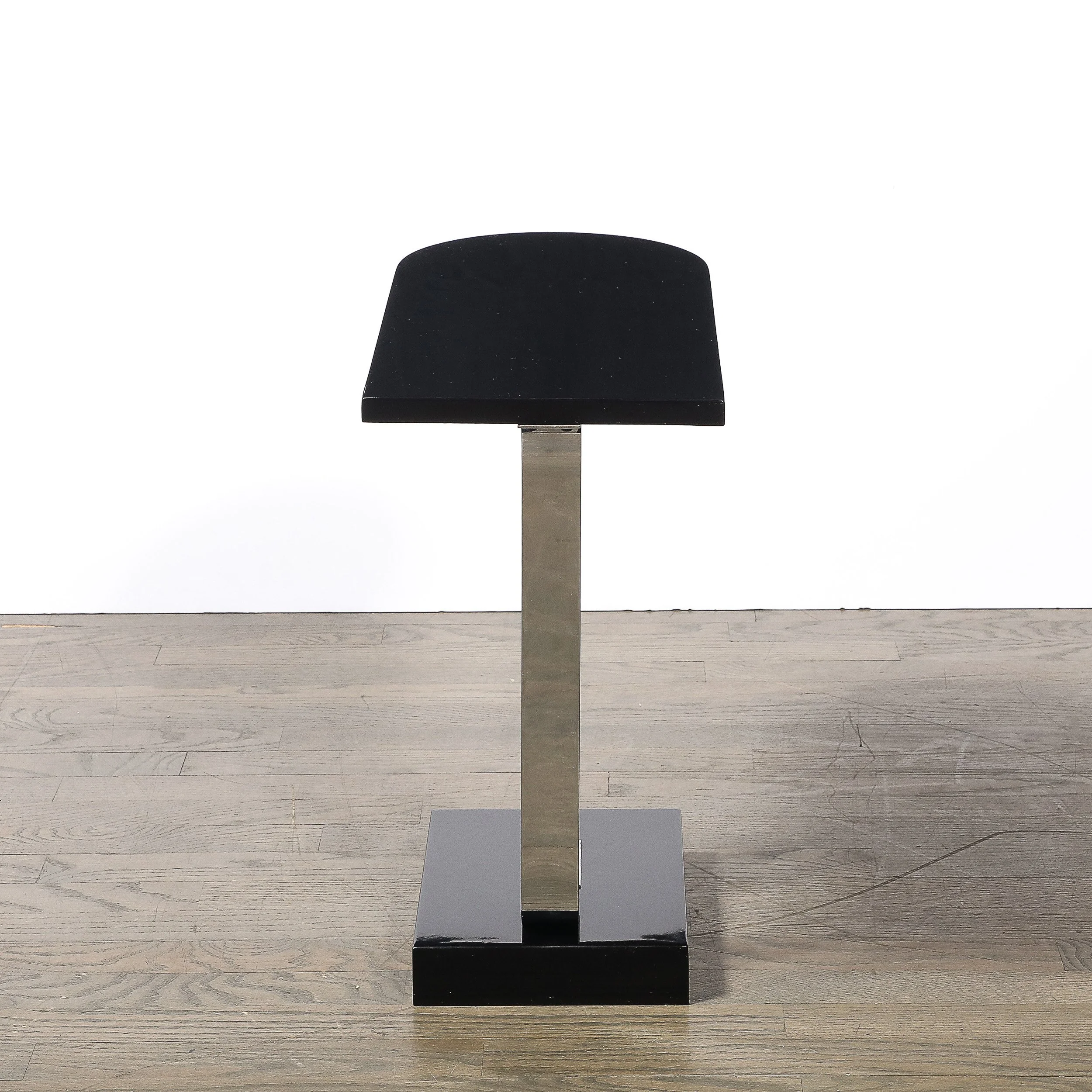 Art Deco Black Lacquer & Chrome Streamlined End Table w: Scroll Detail by Belmet - High Style Deco 8.jpg