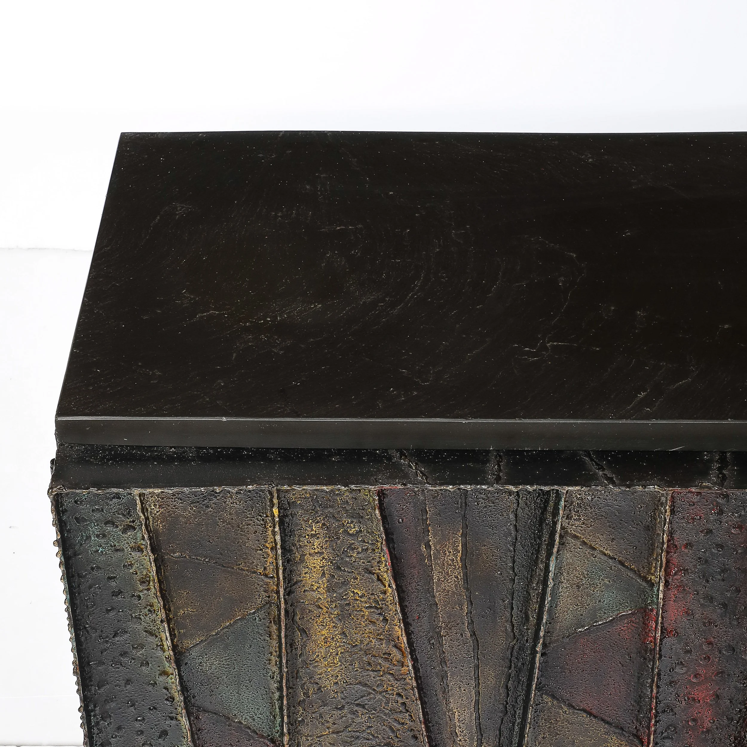 Mid-Century Brutalist Wall Mounted Patchwork Console Table Signed Paul Evans - High Style Deco 2.jpg