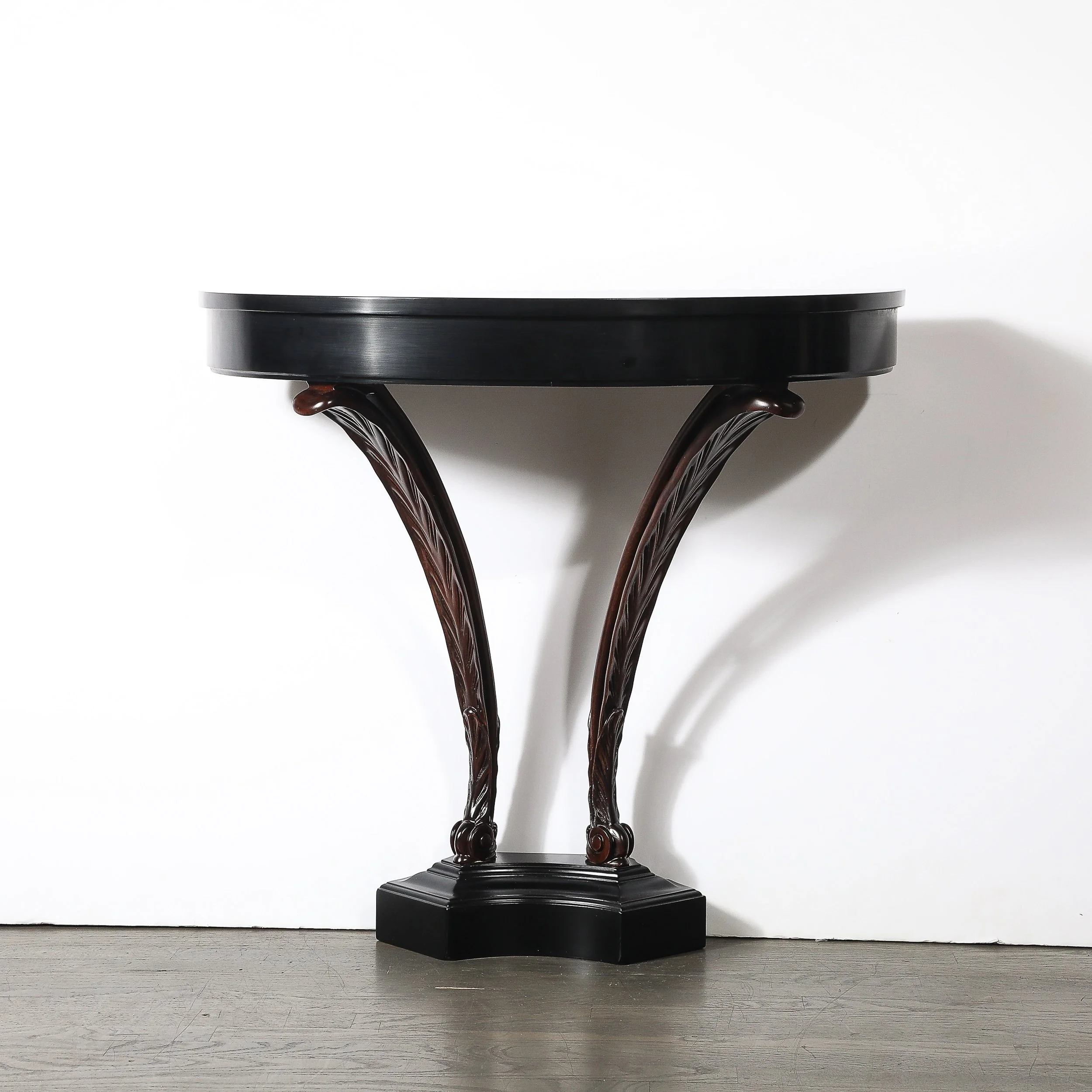 Art Deco Ebonized Walnut Wall Console W: Acanthus Supports by Grosfeld House - High Style Deco 1.jpg