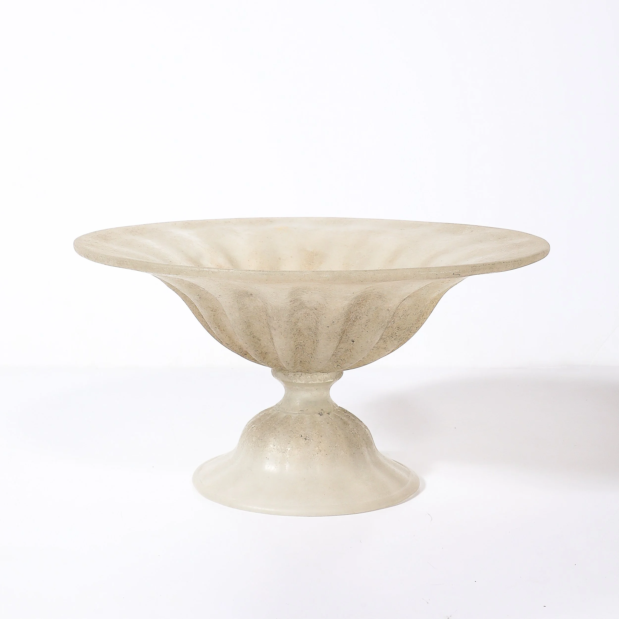 Mid-Century Hand-Blown Murano Fluted & Footed Scavo Glass Centerpiece Bowl - High Style Deco 7.jpg