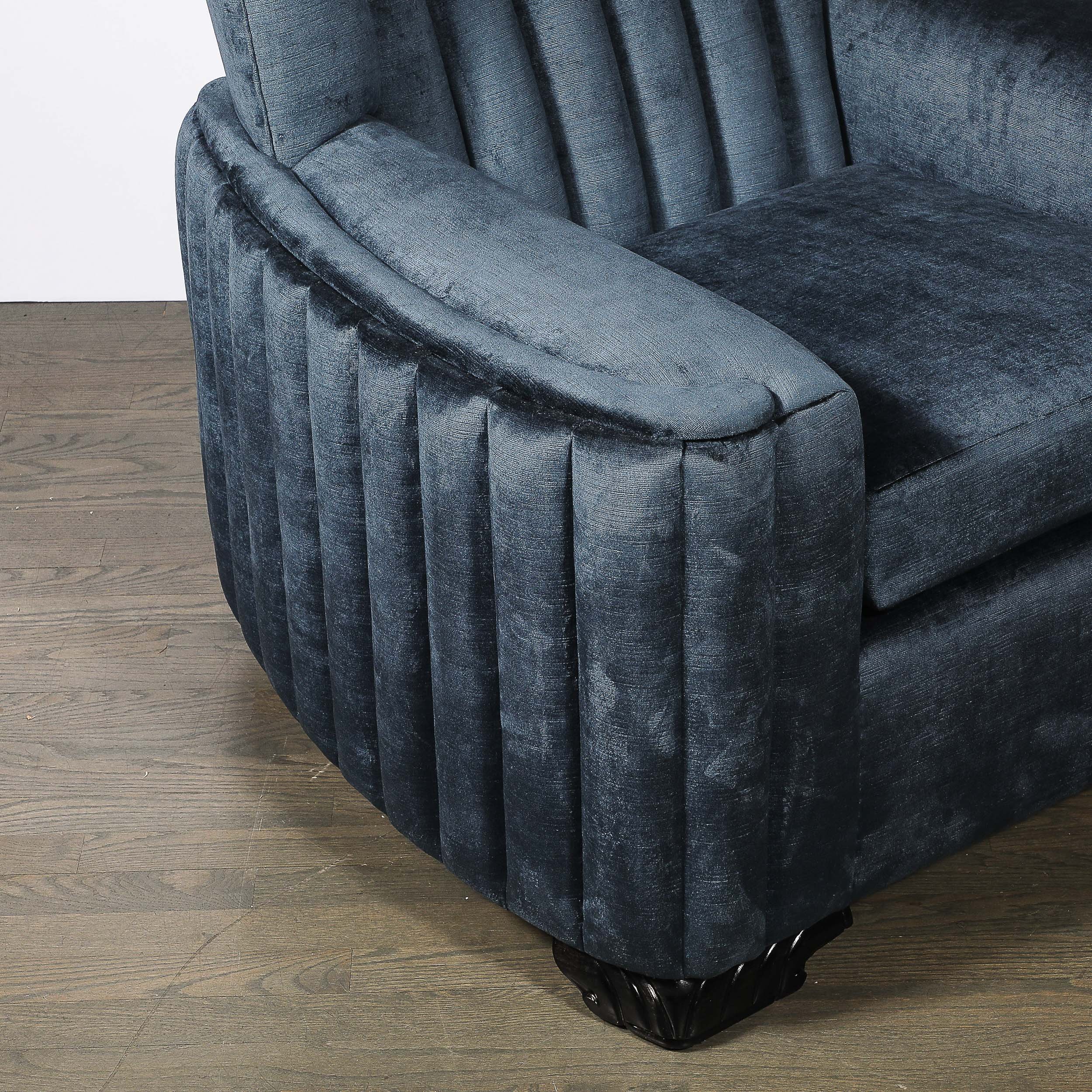 Art Deco Club Chair with Sculptural Ebonized Supports in Smoked Sapphire Velvet - High Style Deco 8.jpg