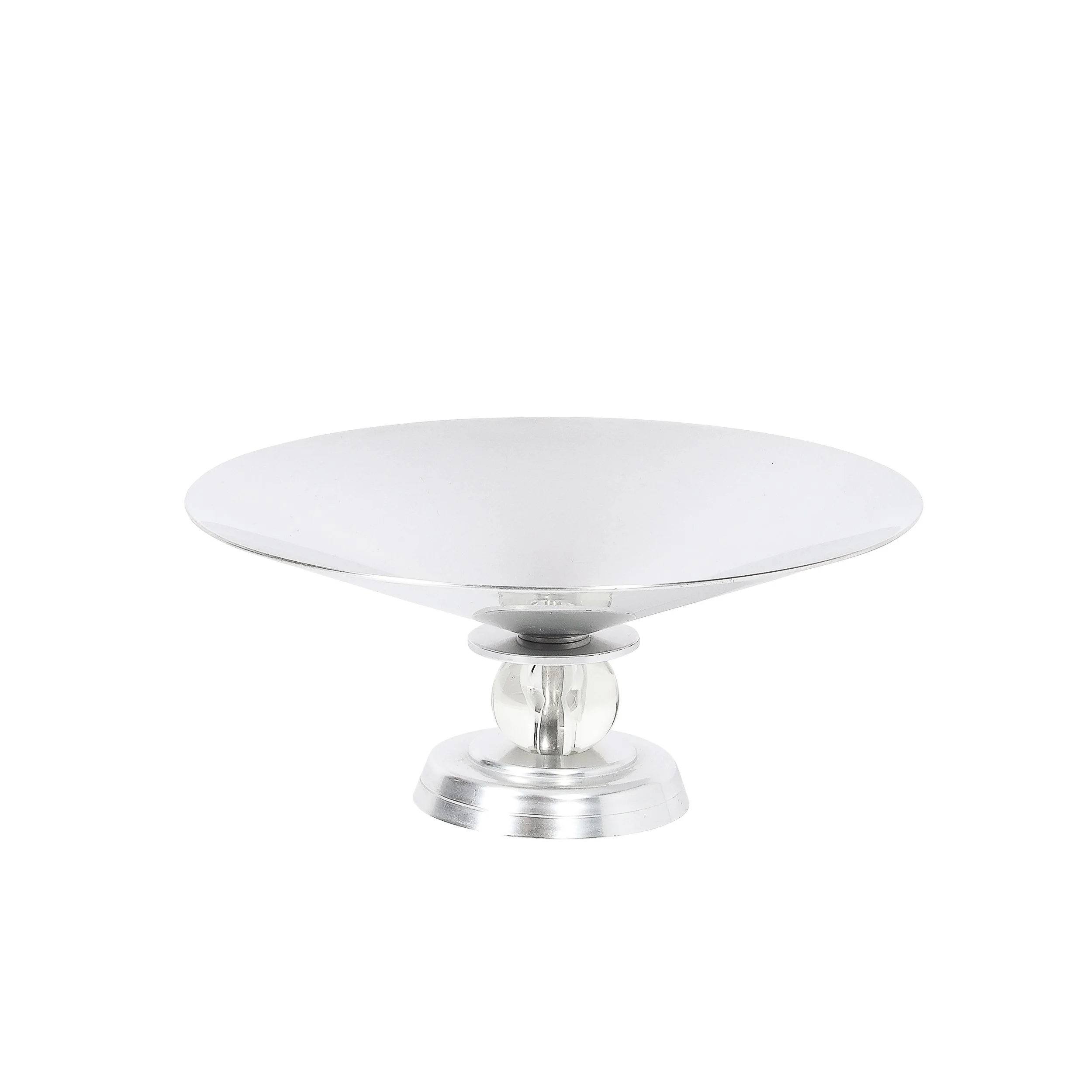 Art Deco Brushed Aluminum & Glass Centerpiece Bowl signed Kensington - High Style Deco.jpg