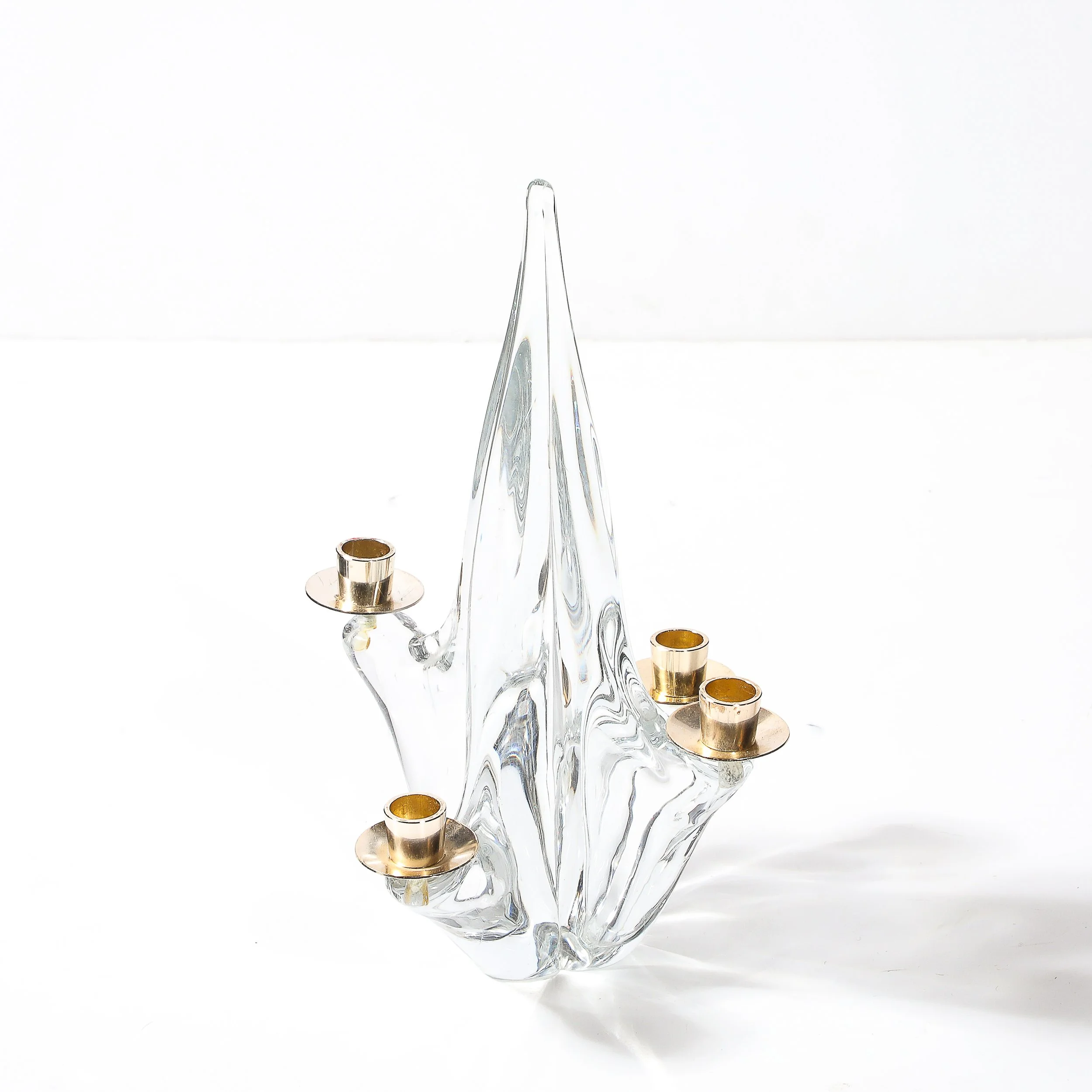 Mid-Century Crystal & Brass Amorphic 4 Arm Candelabra Signed Schneider - High Style Deco 1.jpg