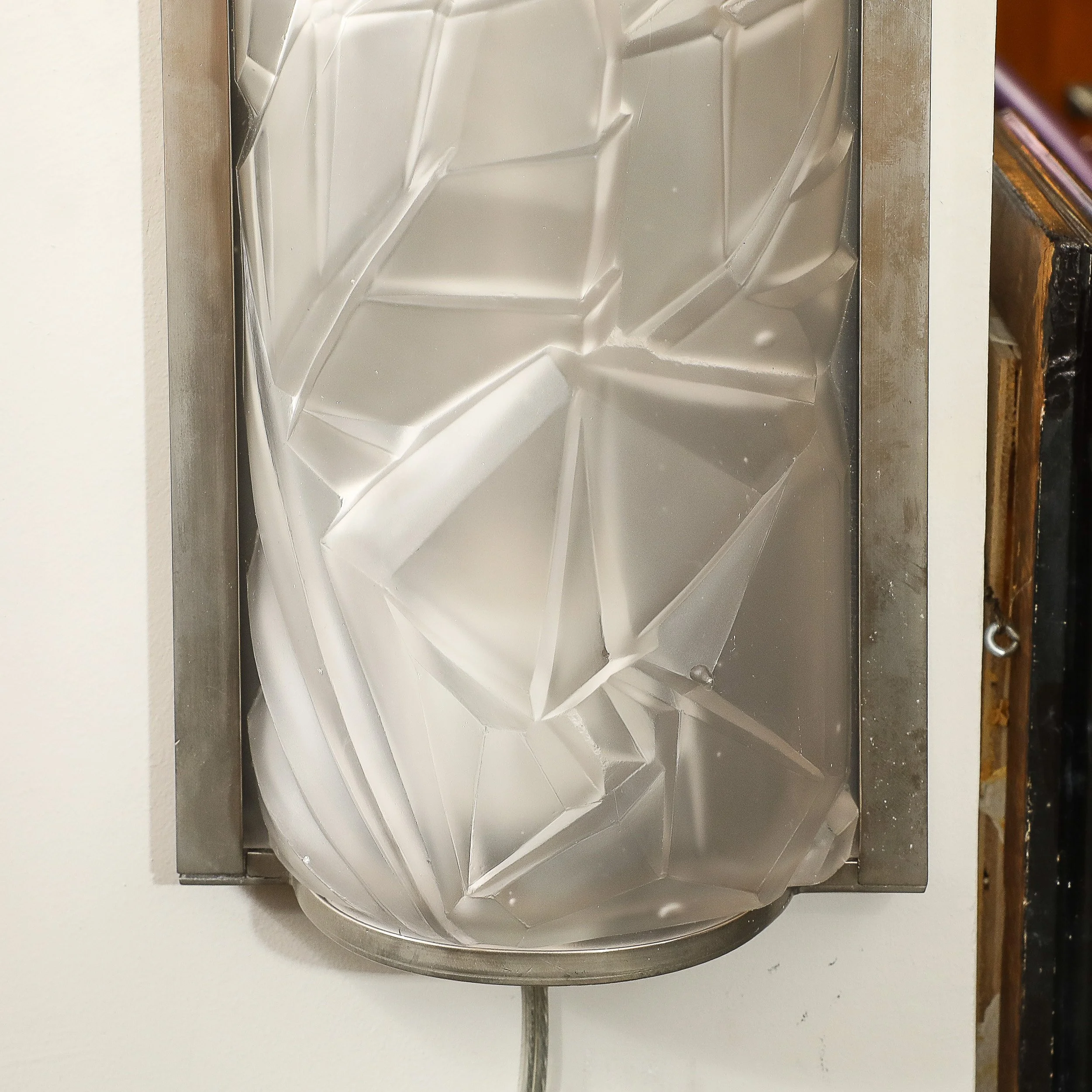 Art Deco Molded & Frosted Glass w: Abstract Cubist Geometric Motif Sconces - High Style Deco 15.jpg