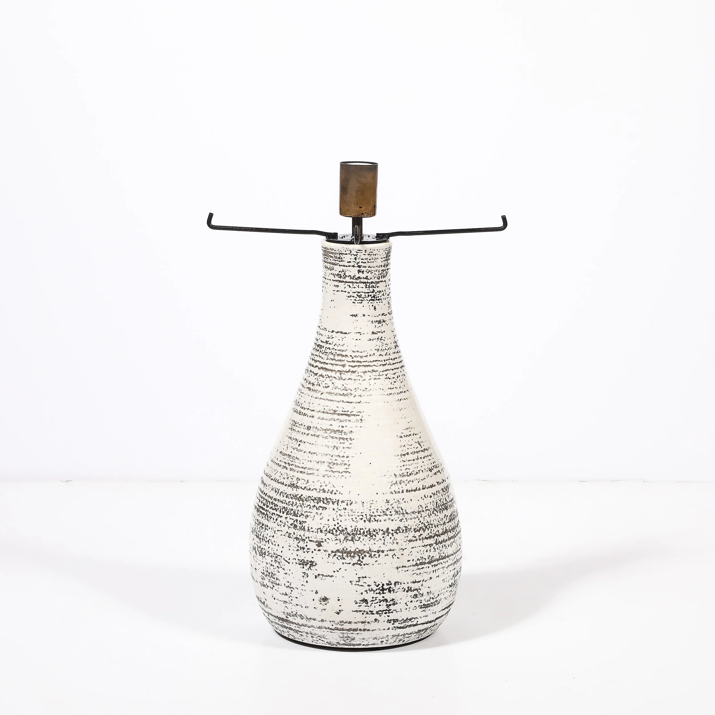 Mid-Century White Glazed Ceramic Table Lamp with Monumental Spun Resin Shade - High Style Deco 13.jpg