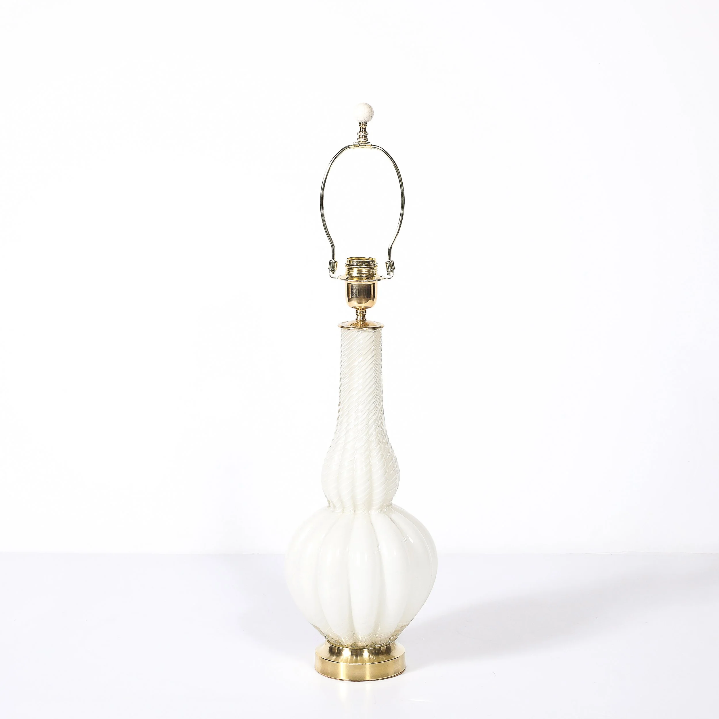 Pair of Mid-Century Modern Hand-Blown Murano Fluted Off White Glass Table Lamps - High Style Deco 5.jpg