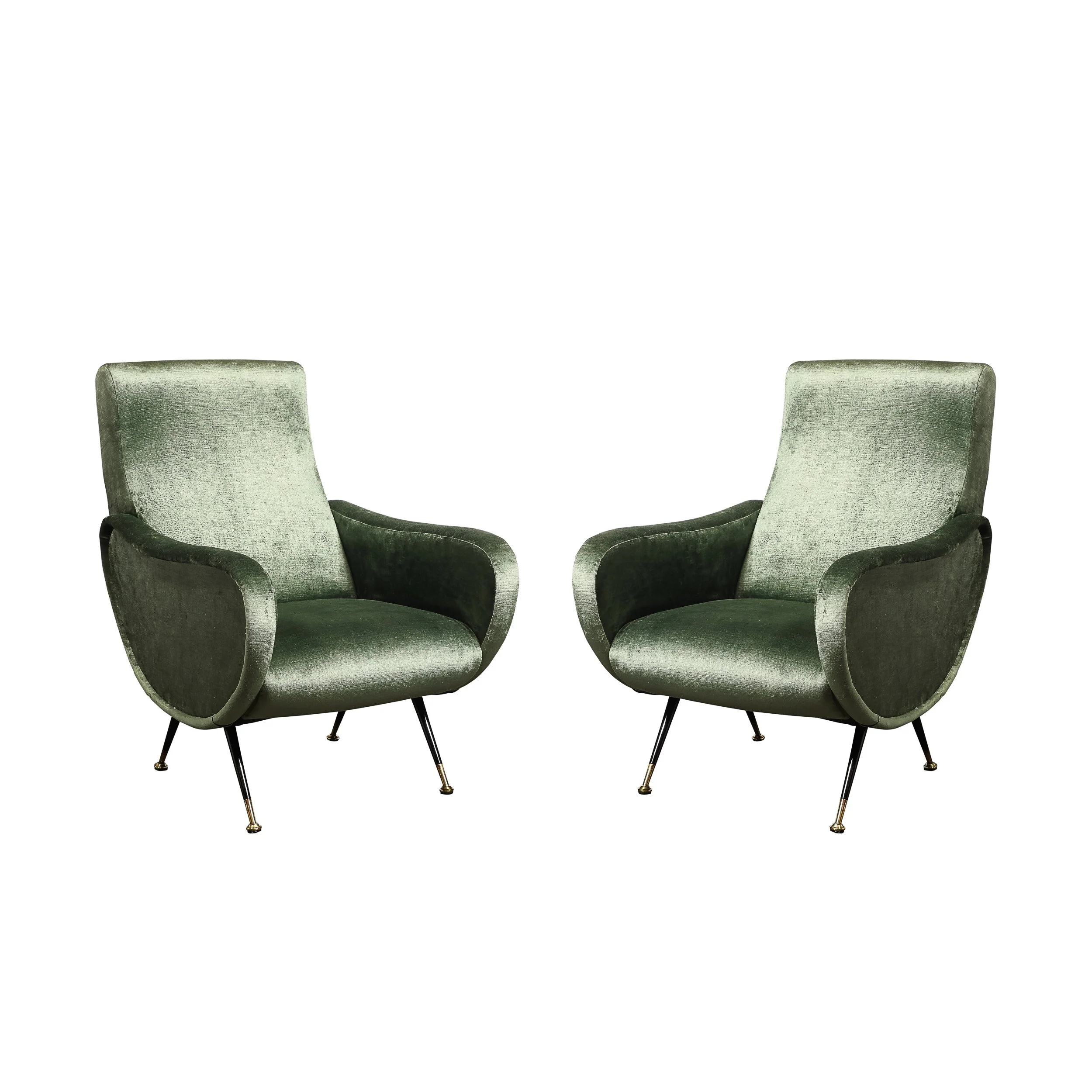 Mid-Century Modernist Lady Arm Chairs in Eucalyptus Velvet by Marco Zanuso - High Style Deco.jpg