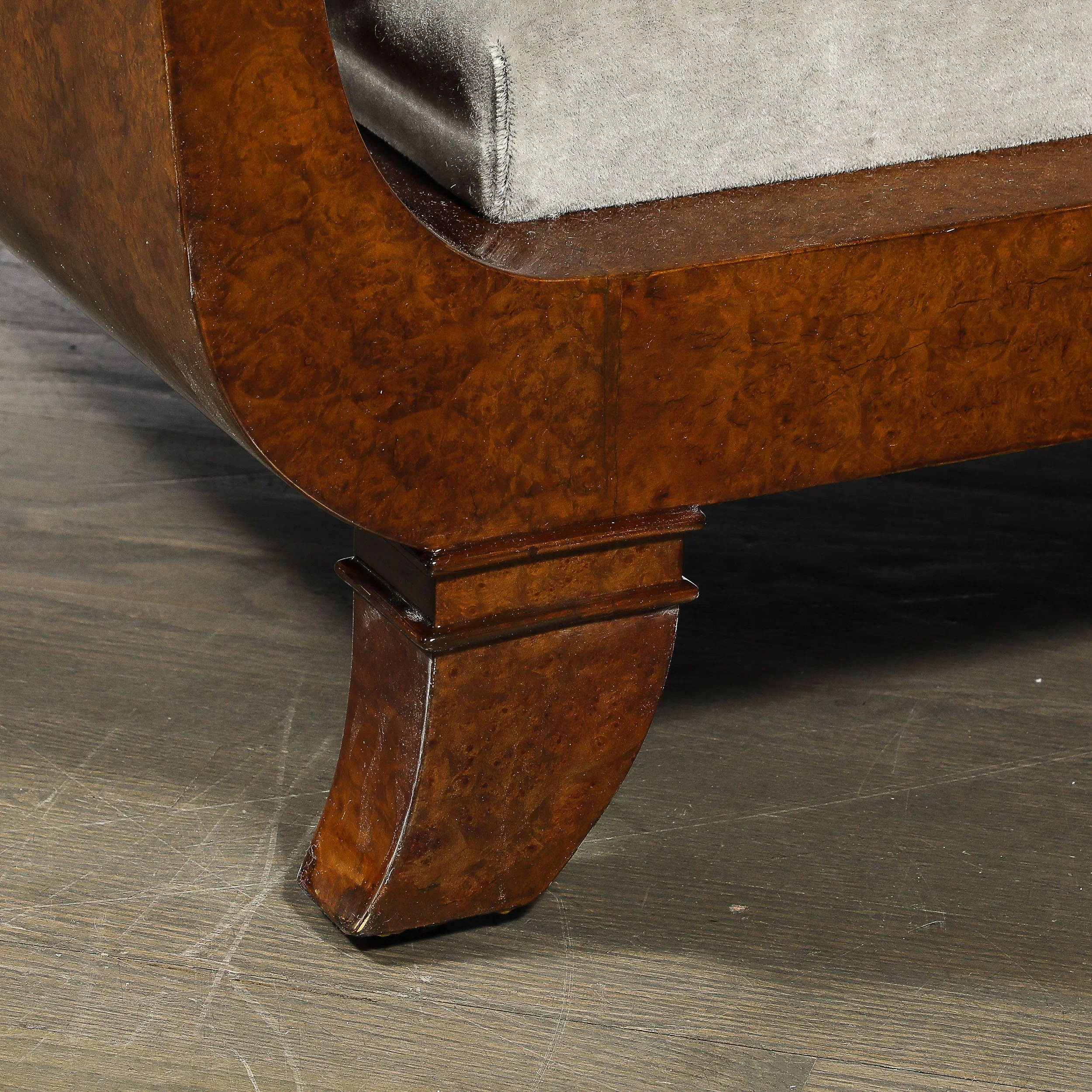Art Deco Lupe de Amboyna Wood & Taupe Mohair Upholstery Daybed Attr. Jules Leleu - High Style Deco 10.jpg