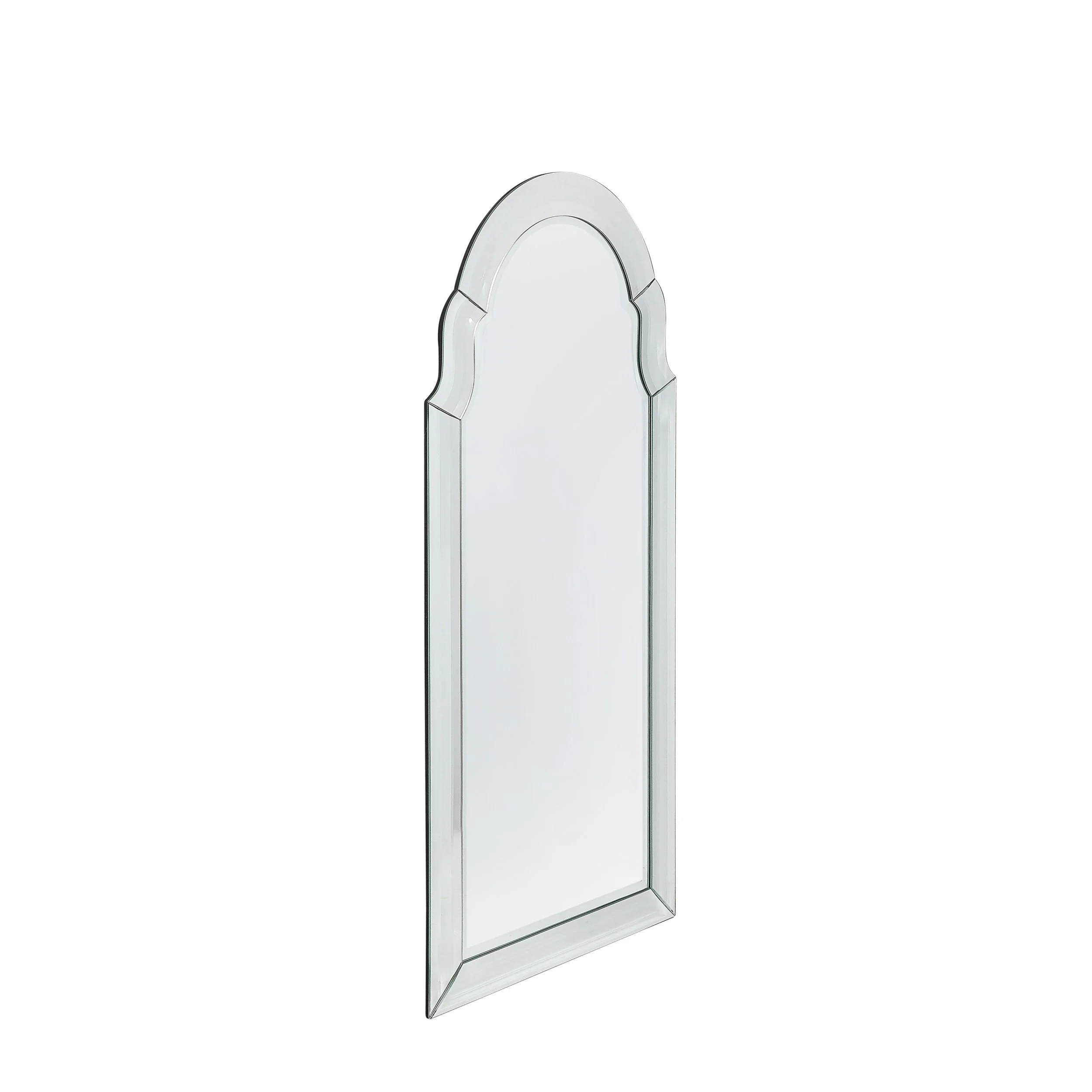 Pair of Mid-Century Modernist Serifed Arch Form Mirrors with Beveled Detailing - High Style Deco 2.jpg