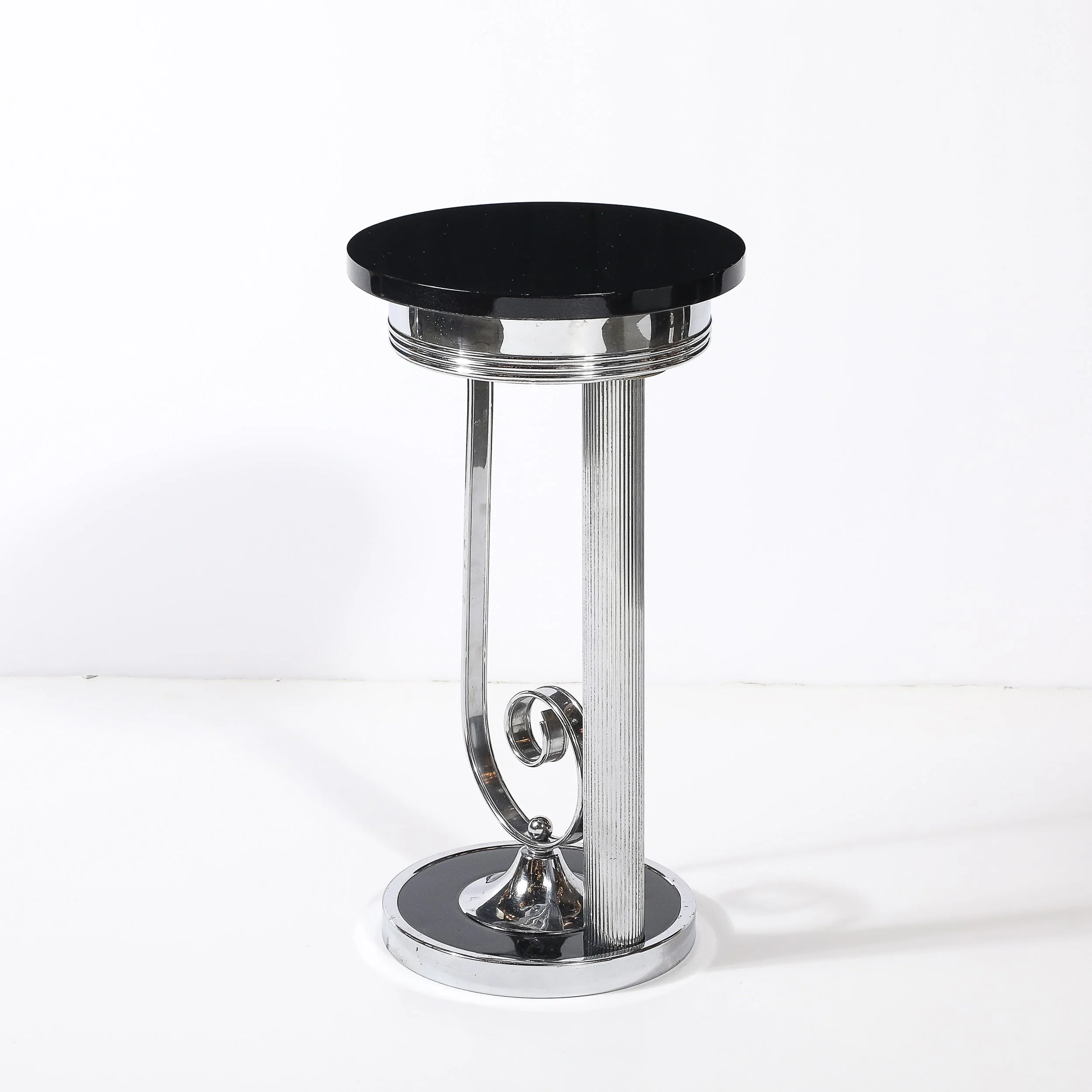 Art Deco Machine Age Scroll Form Drinks Table in Chrome and Black Lacquer - High Style Deco 11.jpg