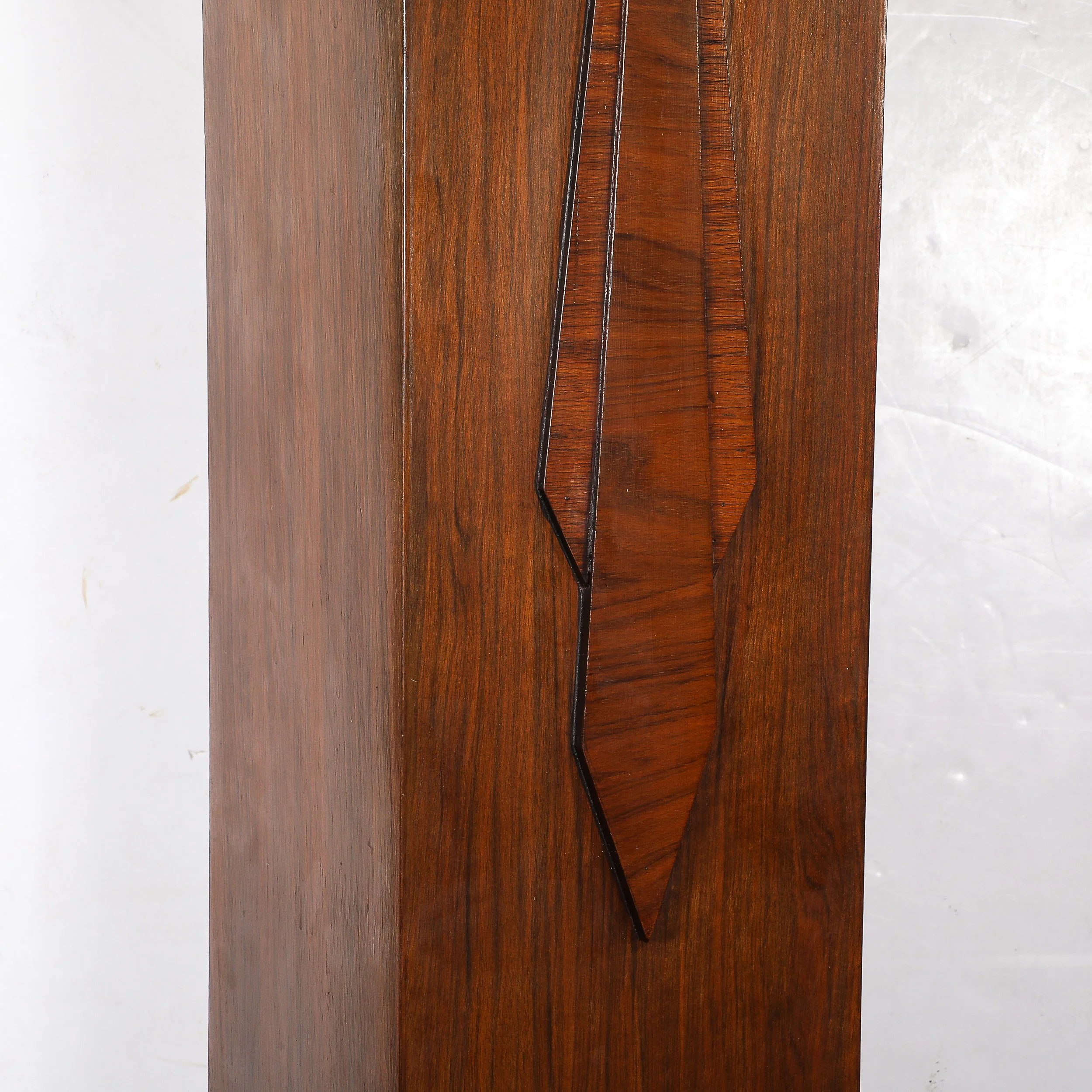 Art Deco Walnut Grandfather Clock w: Deco Numeral Dial and Black Lacquered Base - High Style Deco 12.jpg