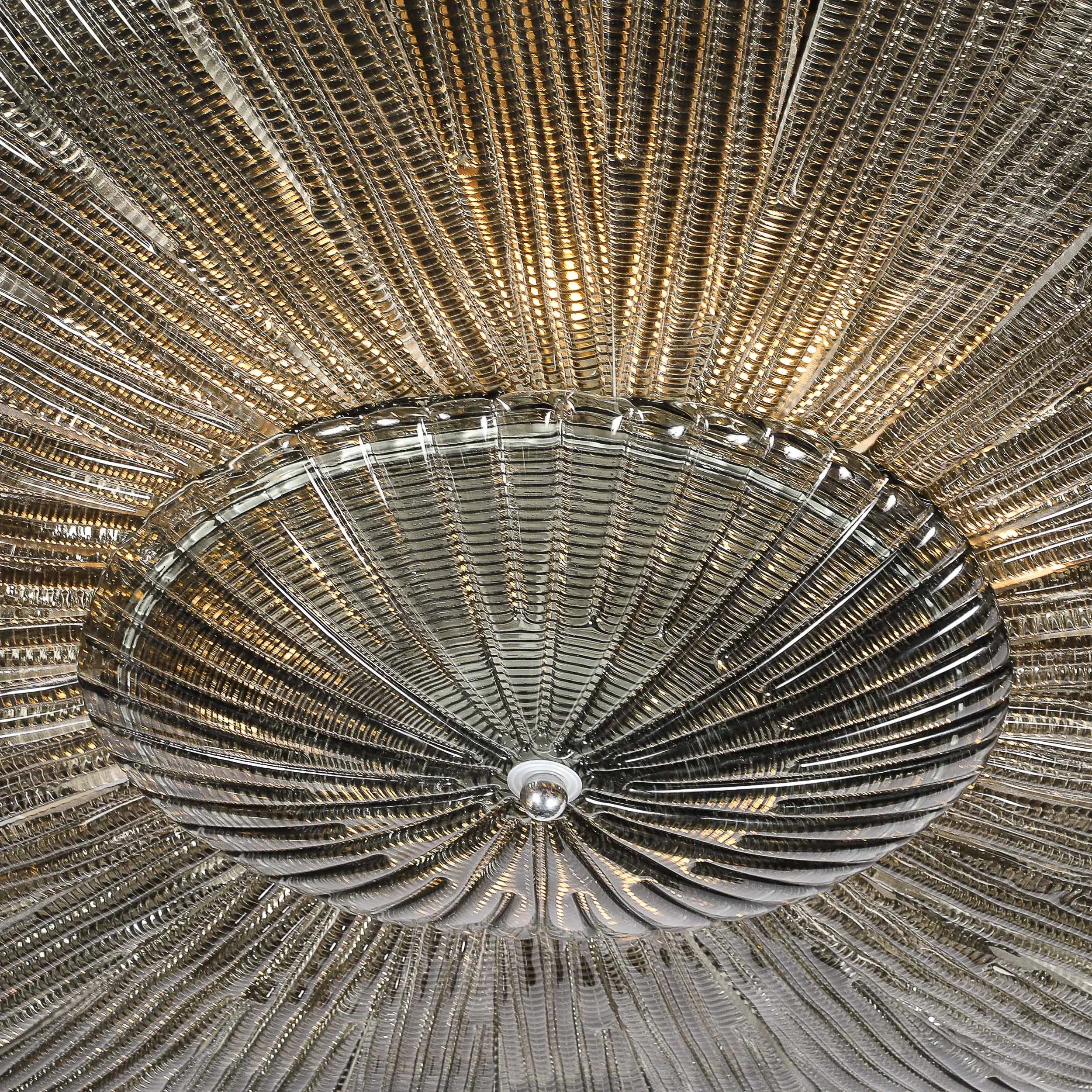 Monumental Modernist Hand-Blown Murano Reeded & Smoked Glass Flush Mount - High Style Deco 10.jpg