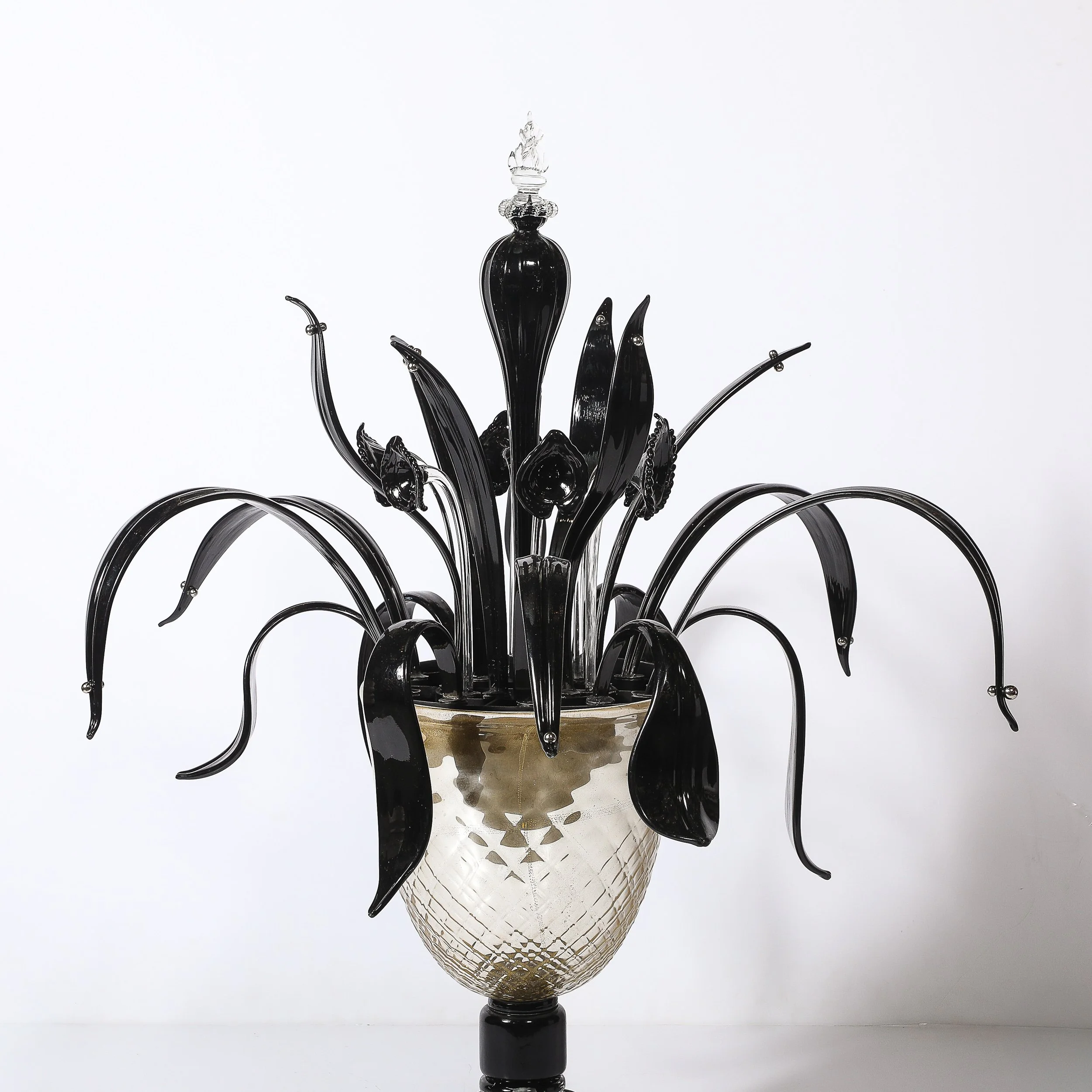 Mid-Century Expansive Leaf Form Handblown Murano Glass & 24kt Gold Fleck Uplight - High Style Deco 10.jpg