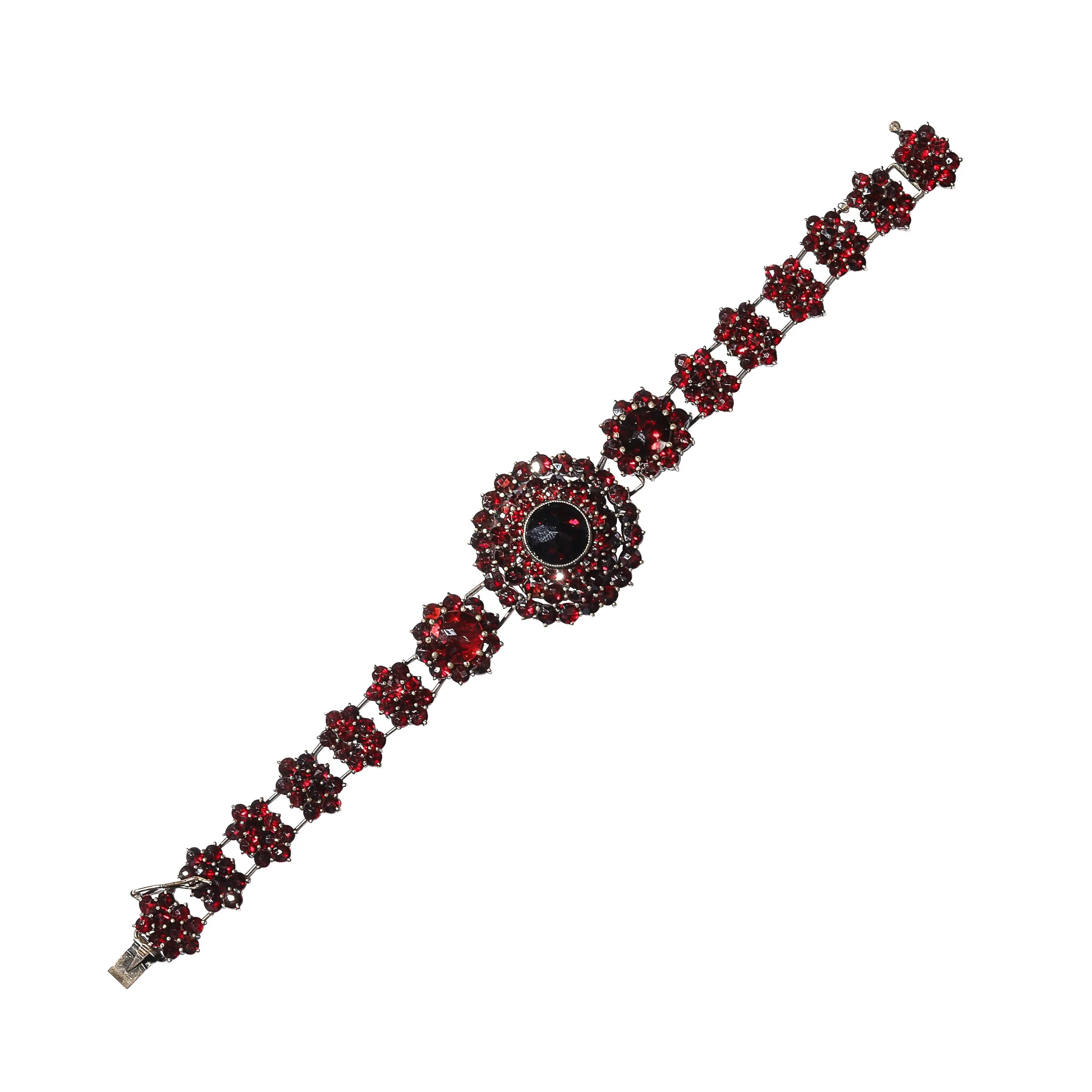 Antique Bohemian Bracelet Encrusted with Garnets in Garnet Gold Setting - High Style Deco 2.jpg