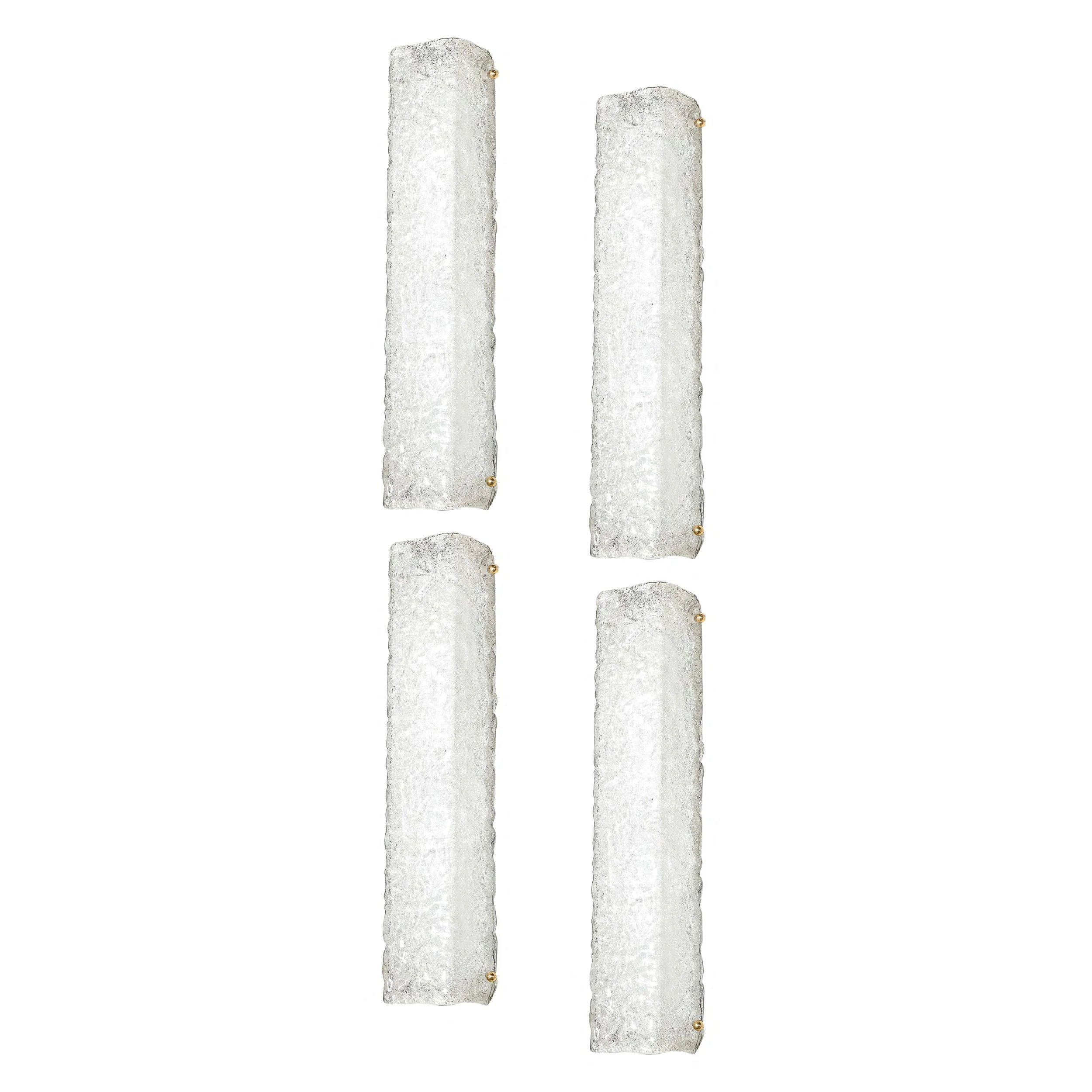 Set of 4 Modernist Rectangular Hand-Blown Murano Mottled Glass Sconces W- Brass Fittings.jpg