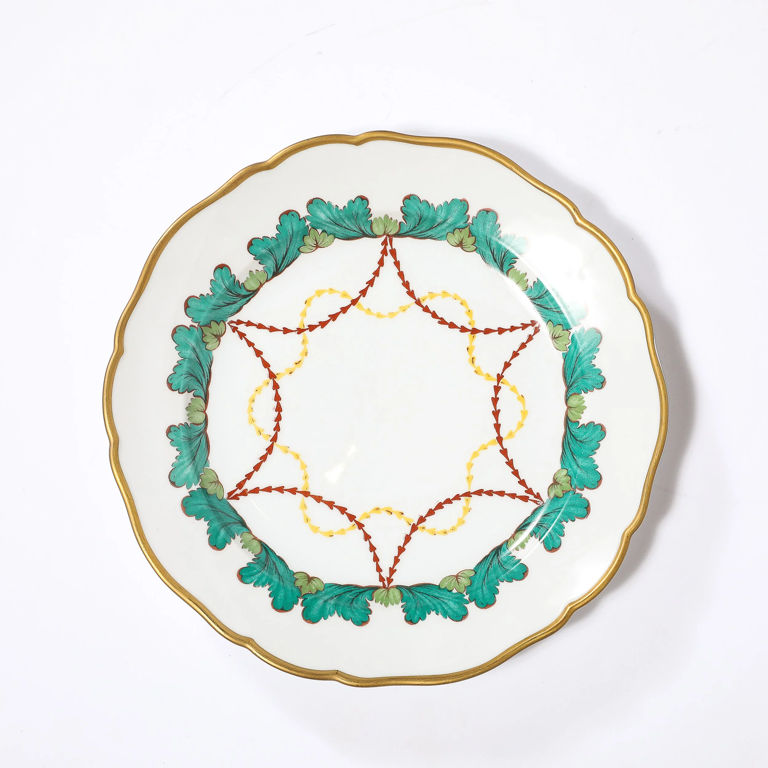 Set of 16 Turquoise & 24K Gilt Border Porcelain Dinner Plates by Hutschenreuther - High Style Deco 5.jpg