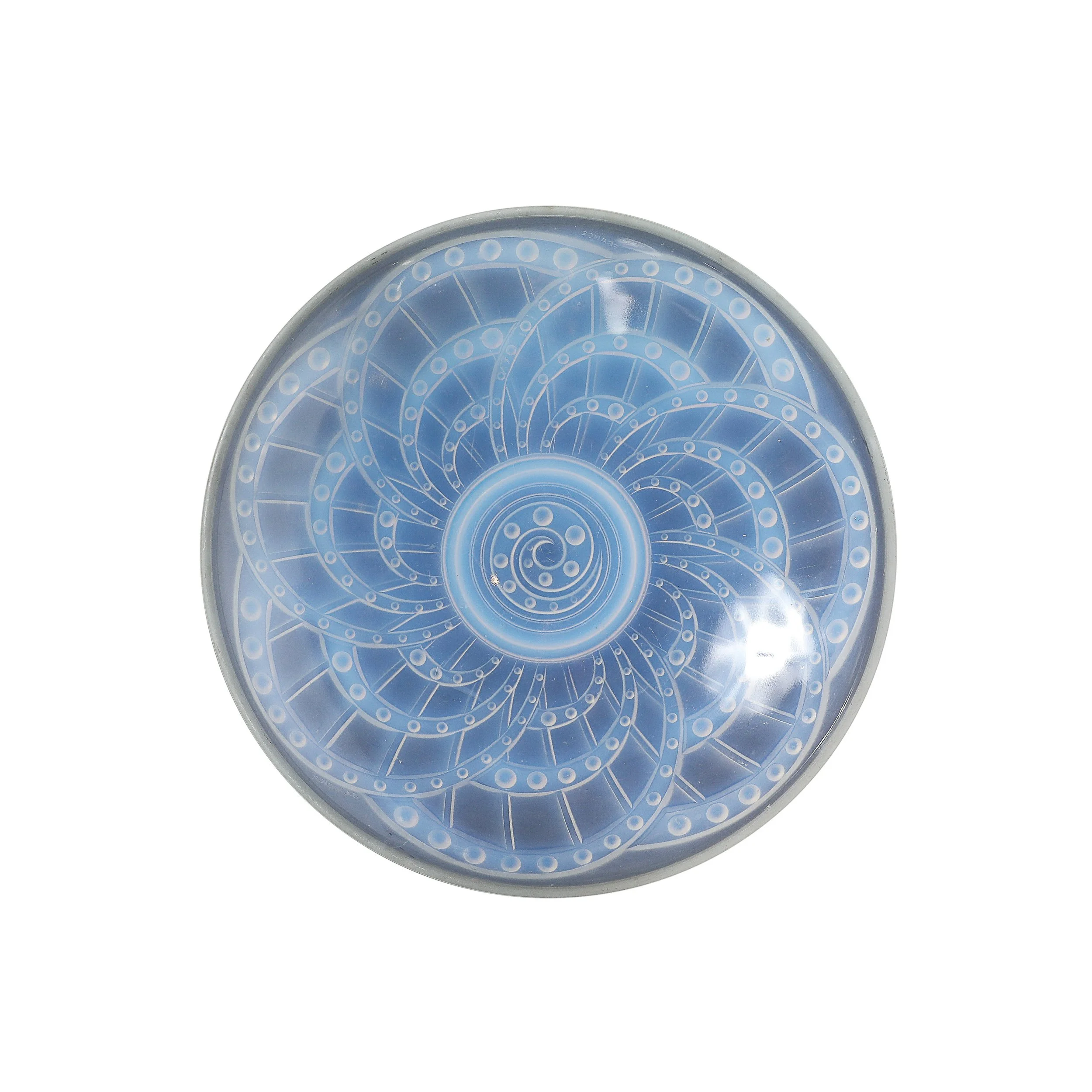 Art Deco Opalescent Molded and Frosted Glass Centerpiece Bowl Signed J. Landier - High Style Deco.jpg