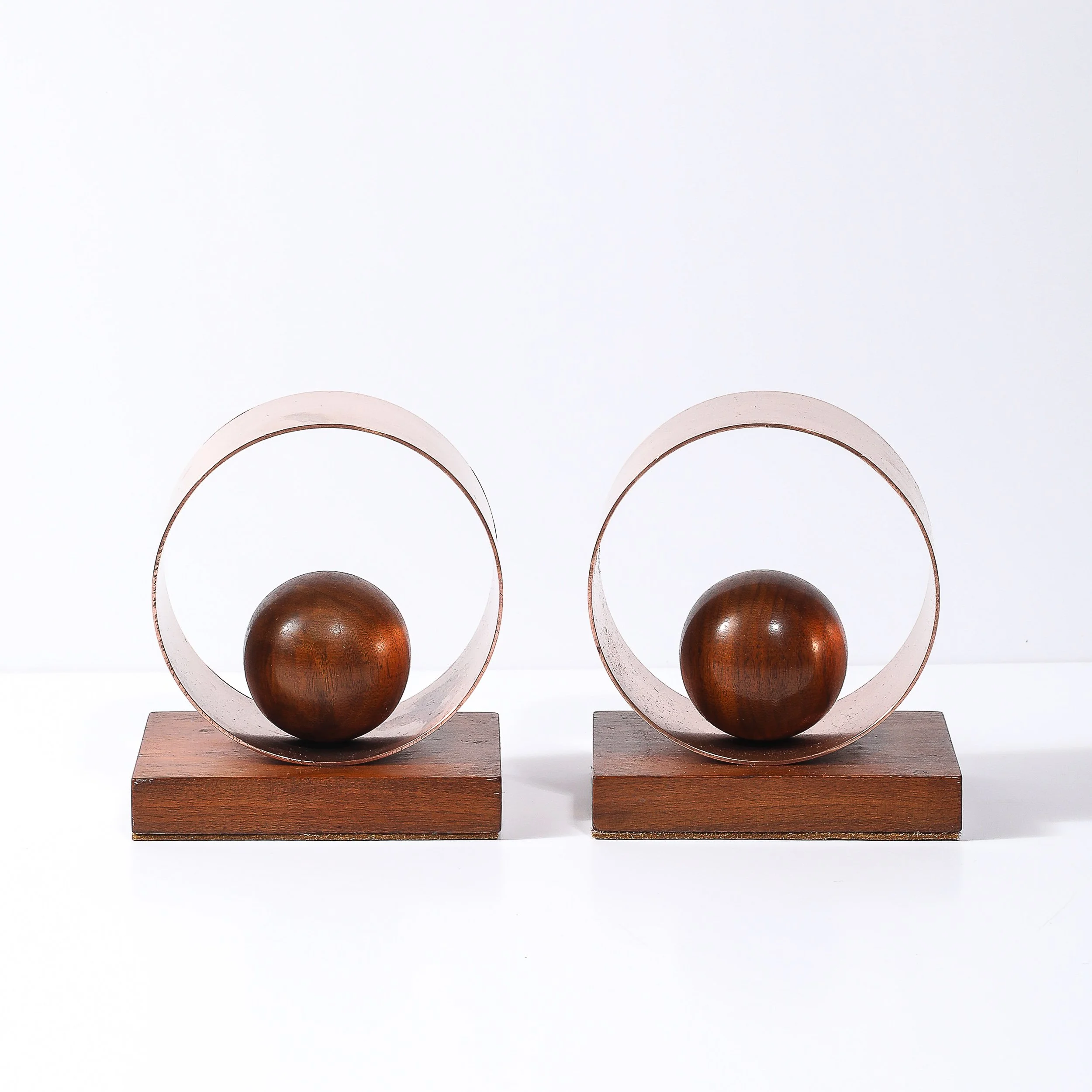 Pair of Art Deco Machine Age Loop Form Bookends in Copper & Walnut - High Style Deco 7.jpg