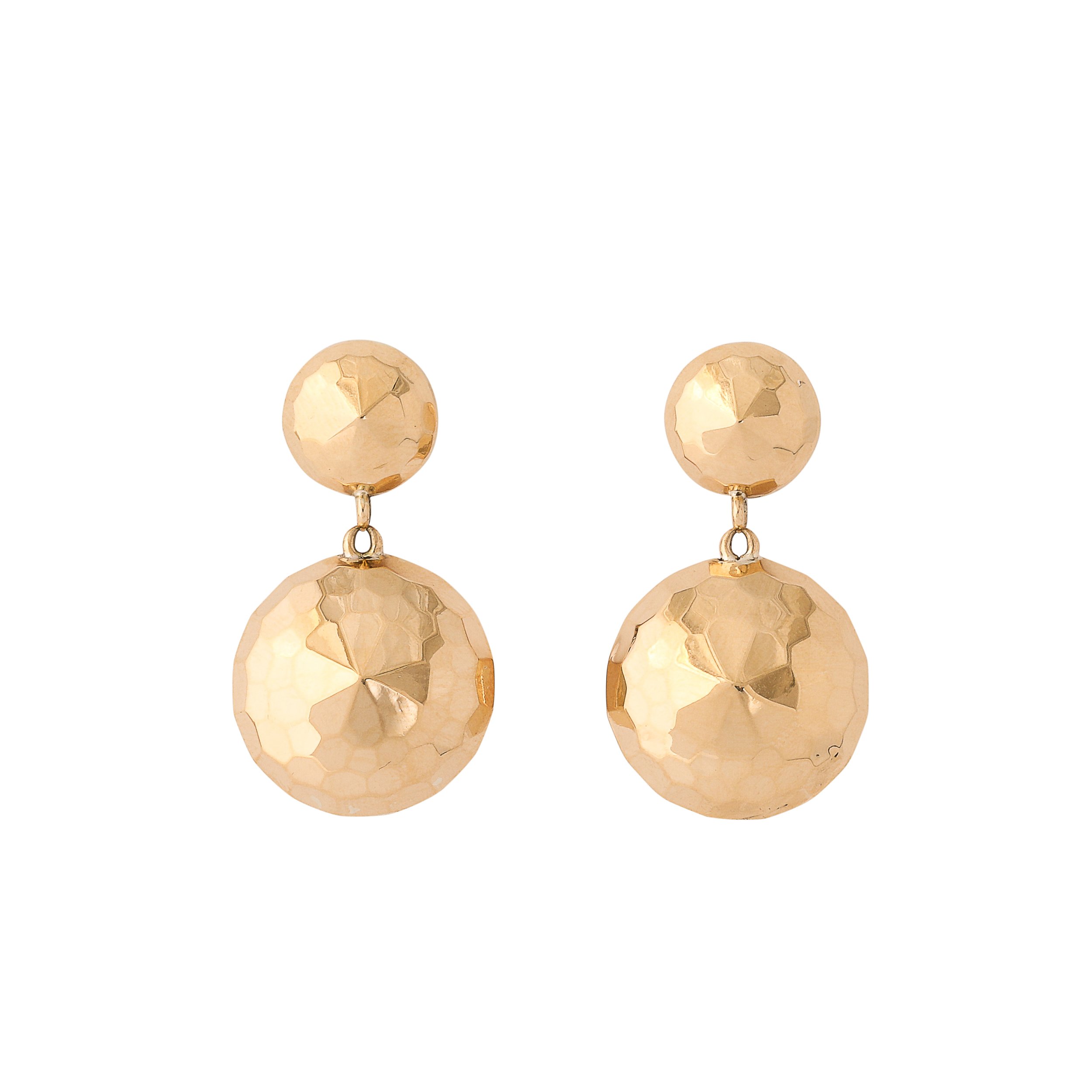 Pair of Modernist Half Dome Faceted 18 Karat Gold Earrings - High Style Deco.jpg