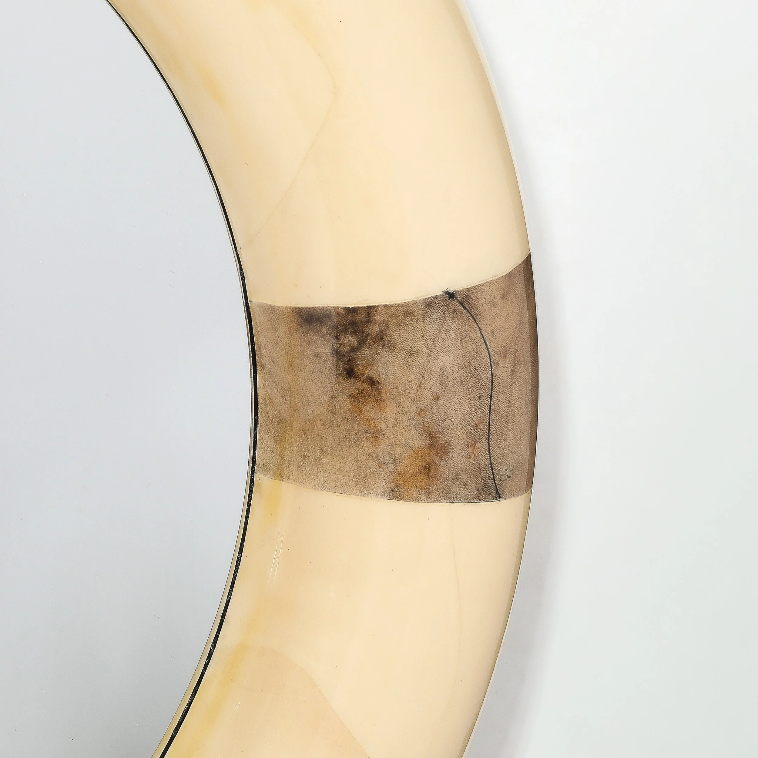 Mid-Century Modernist Cream Lacquered Goat Skin Round Mirror by Karl Springer - High Style Deco 8.jpg