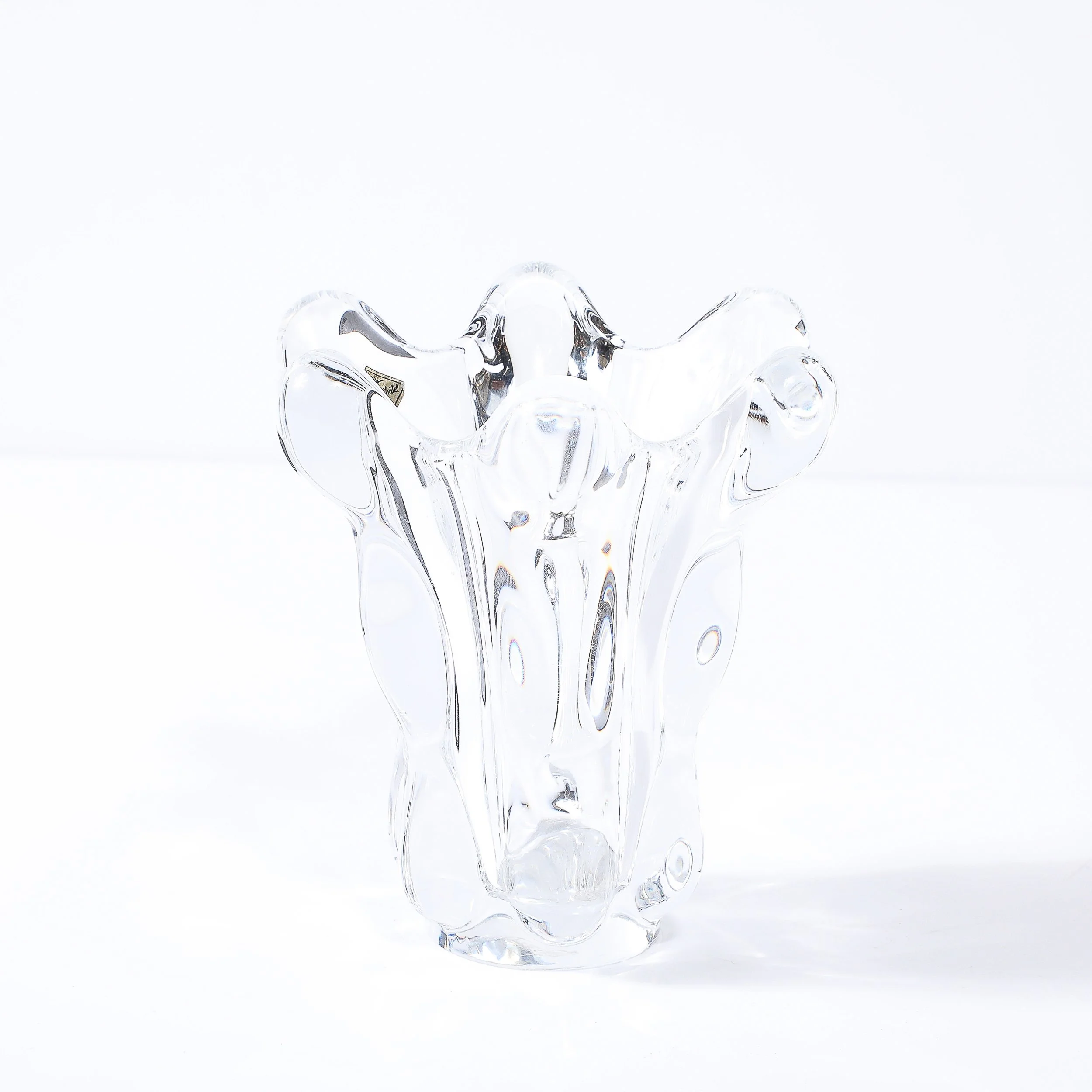 Mid-Century Modernist Splash Form Crystal Vase signed Art Vannes - High Style Deco 4.jpg