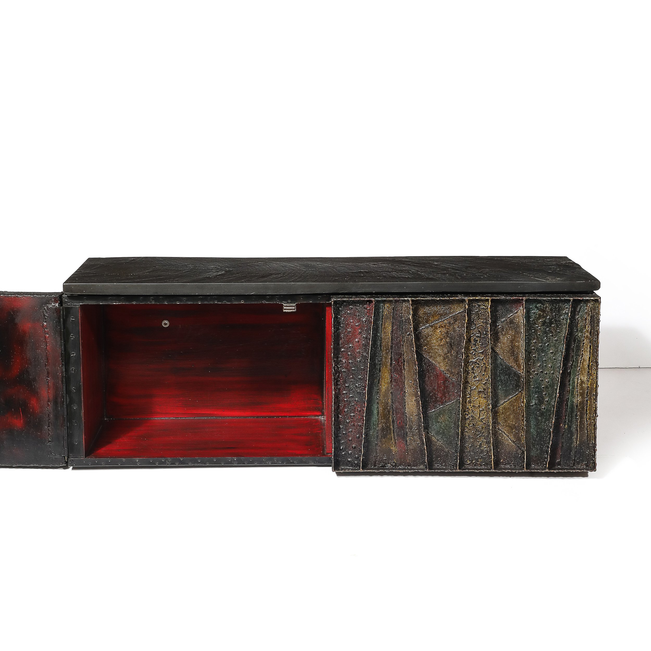 Mid-Century Brutalist Wall Mounted Patchwork Console Table Signed Paul Evans - High Style Deco 10.jpg